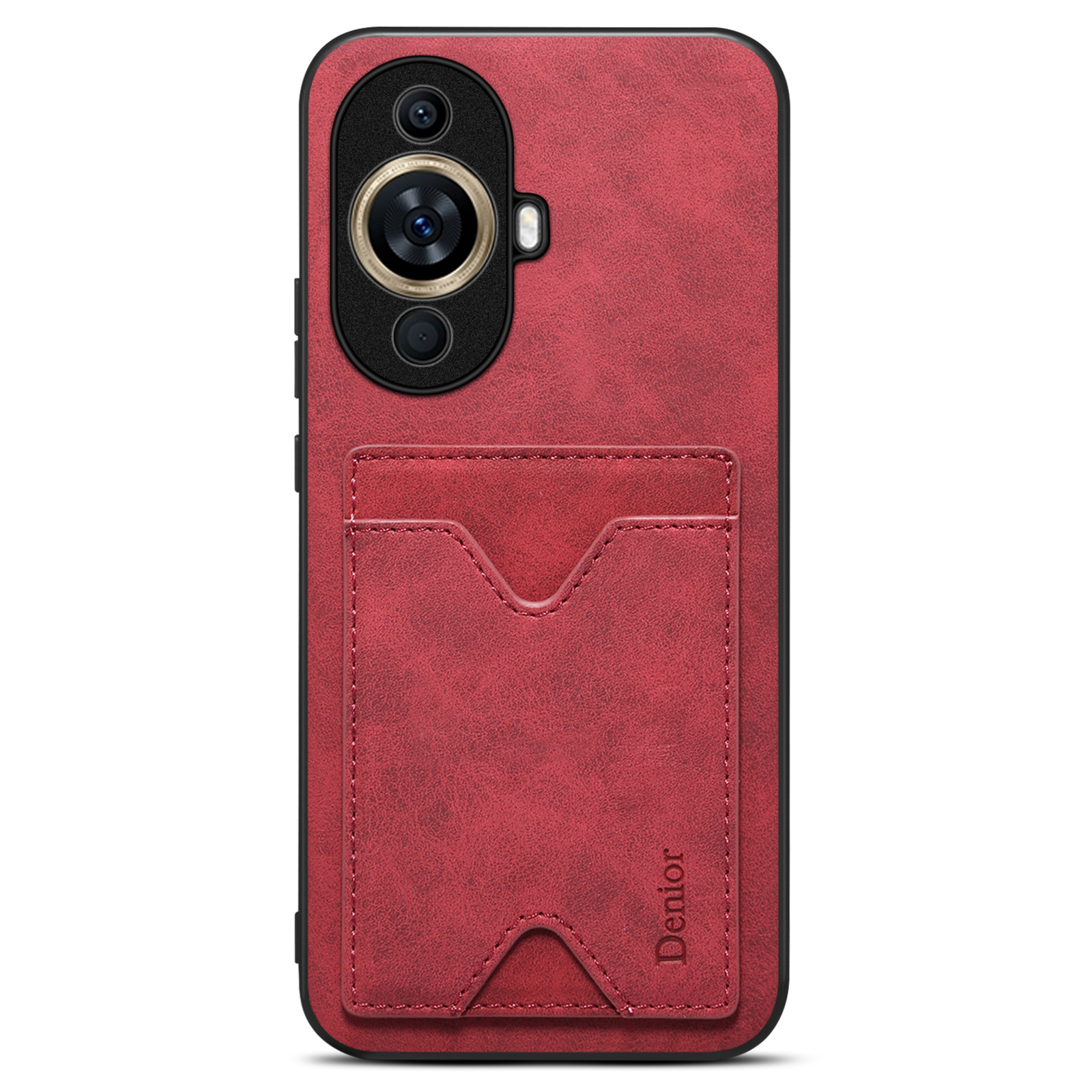 

Denior Für Huawei Nova 11 Drop-proof-hülle Pu-lederbeschichtete Tpu-telefonabdeckung Mit Kickstand-kartensteckplatz - Rot, Huawei nova 11