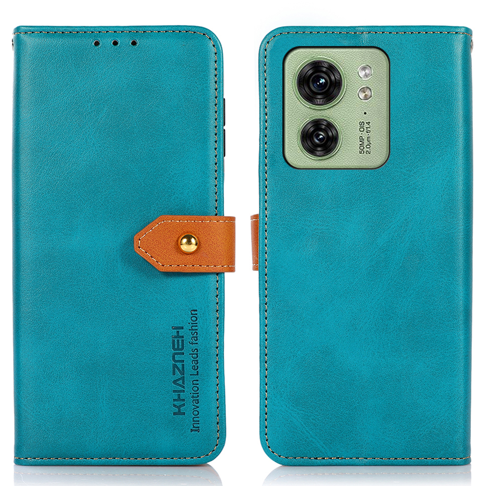 

Khazneh Für Motorola Edge 40 5G Telefonständer Cover Cowide Textur Wallet Schockdes PU -lederschale - Blau, Motorola Edge 40 5G