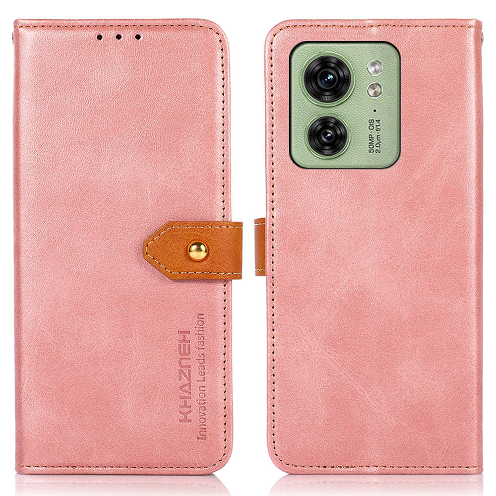 

Khazneh Für Motorola Edge 40 5G Telefonständer Cover Cowide Textur Wallet Schockdes PU -lederschale - Roségold, Motorola Edge 40 5G