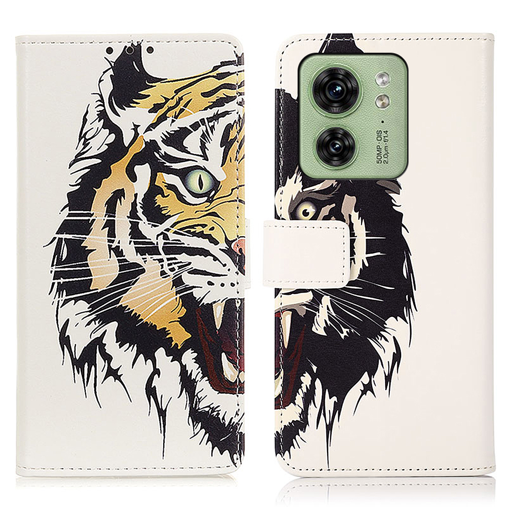 

Für Motorola Edge 40 5G PU Leder -handy -häuse -muster -druck Telefonabdeckung Mit Stand Wallet - Tiger, Motorola Edge 40 5G