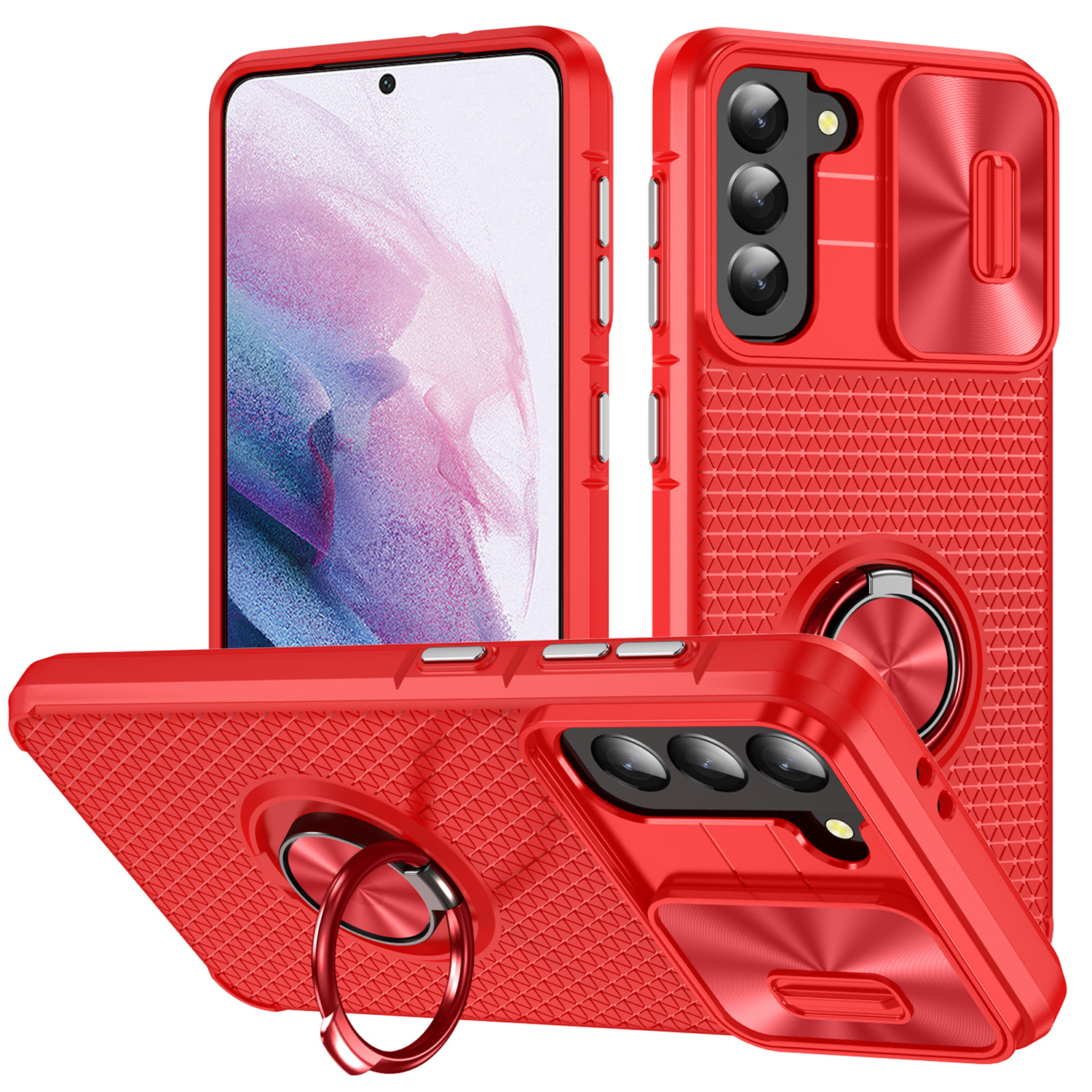 

Für Samsung Galaxy S21+ 5G Dia Camera Protection Phone Hülle Pc+ Tpu -kickständerabdeckung - Rot, Galaxy S21+ 5G