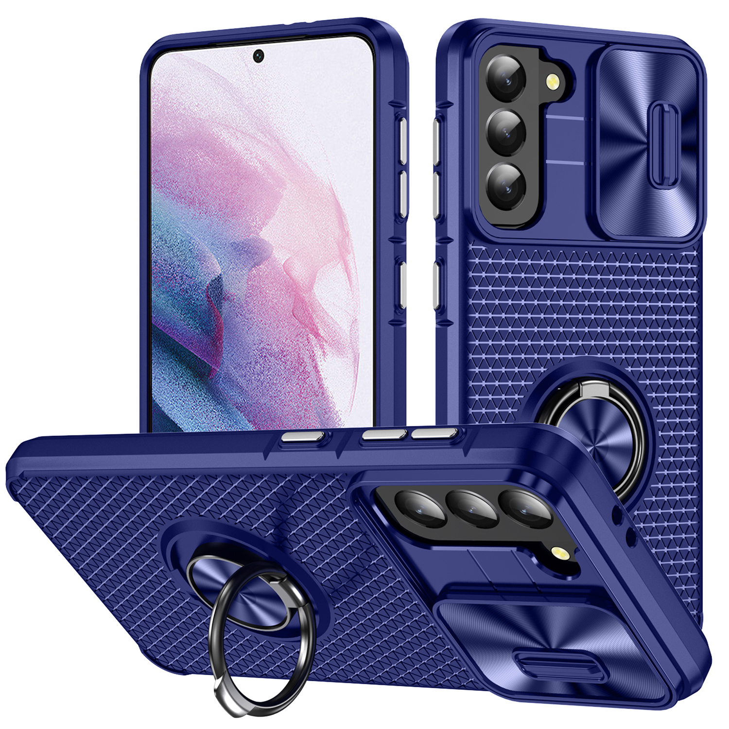 

Für Samsung Galaxy S21+ 5G Dia Camera Protection Phone Hülle Pc+ Tpu -kickständerabdeckung - Saphir+blau, Galaxy S21+ 5G