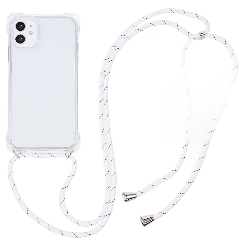 

Für Iphone 11 Clear Acryl + TPU -telefonhülle Vier Ecken Stoßdämpfungsabdeckung Mit Lanyard - Transparenter Rahmen, iPhone 11