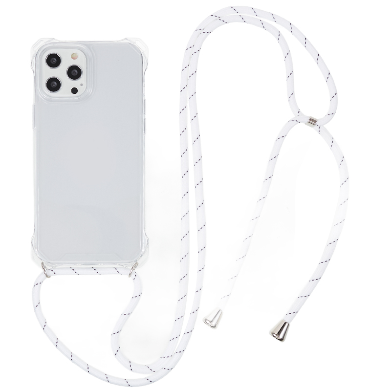 

Für Das Iphone 12 Pro Max Stahlverstärkte Eckzdeckung Acryl+tpu Clear Telefon Mit Lanyard - Transparenter Rahmen, iPhone 12 Pro Max