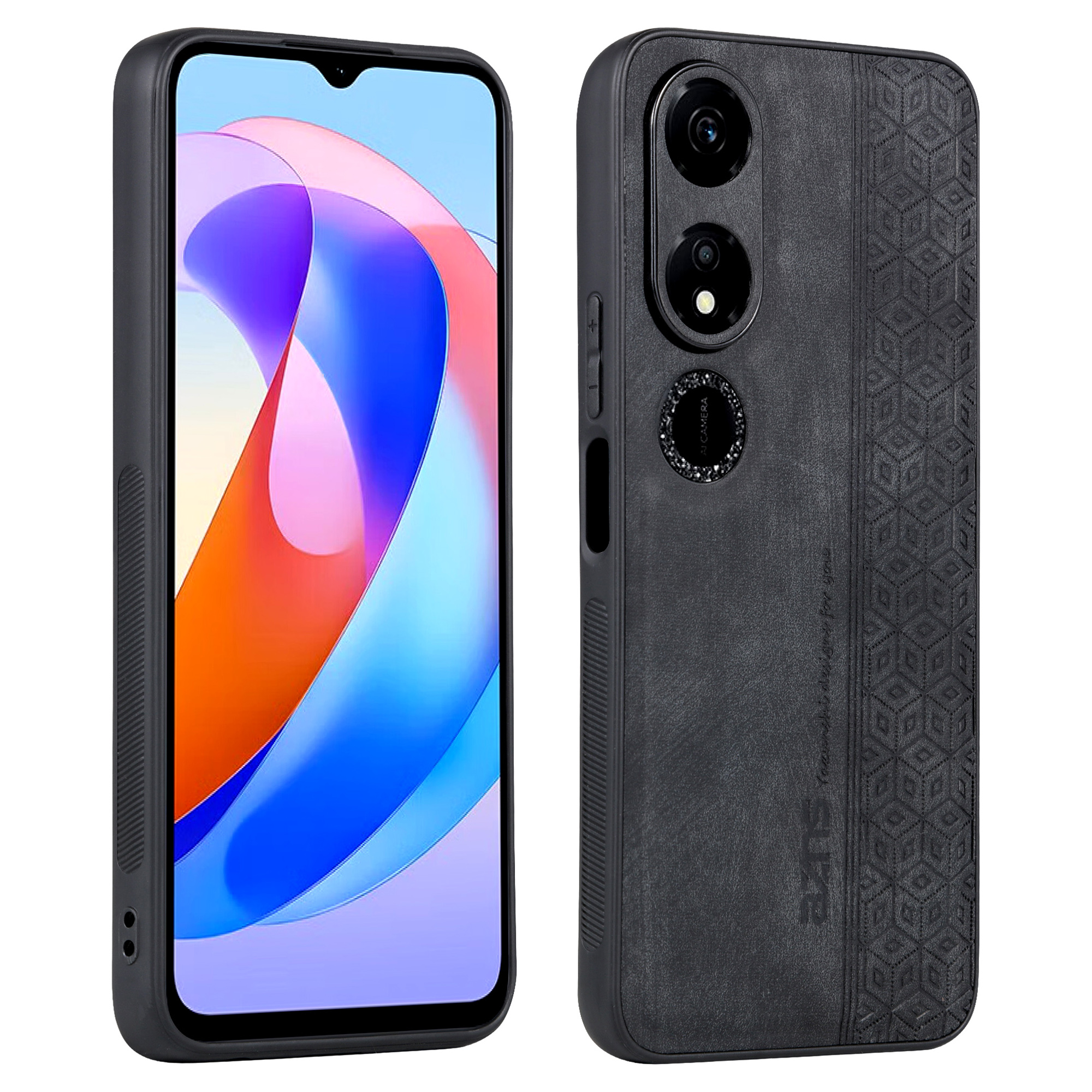 

AZNS For Ehrenspiel 40 Anti-kratzer-pu-leder+tpu-telefonhülle Eingeprägte Musterschalenabdeckung - Schwarz, Honor Play 40