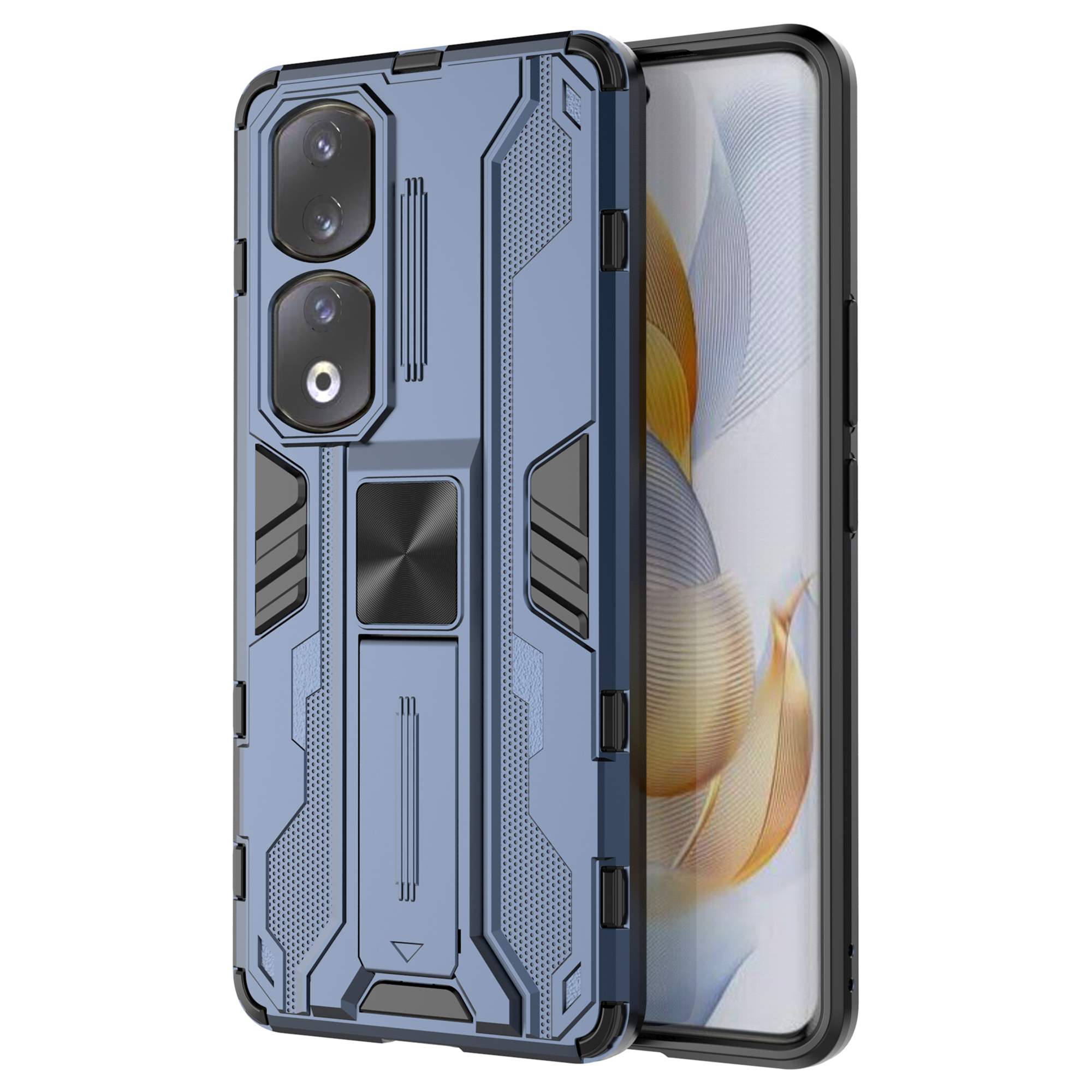 

Für Honor 90 Pro Schockdelefonabdeckung Mit Kickstand Hard PC + Soft TPU -schutzhülle - Blau, Honor 90 Pro