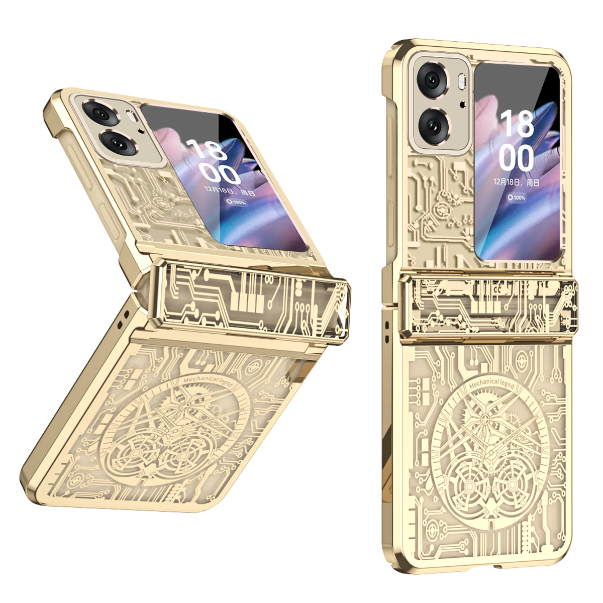 

Mechanische Legendserie Für Oppo Finden Sie N2 Flip 5G Hind Stexte Telefonfall Hartes PC -elektroplating -abdeckung - Champagner Gold, Oppo Find N2 Flip 5G