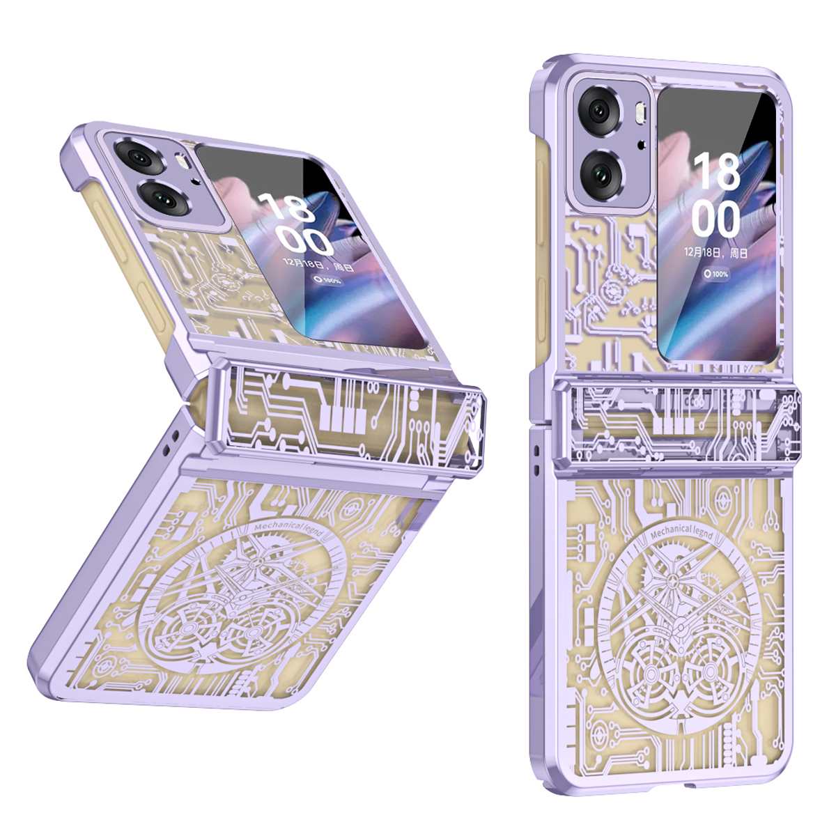 

Mechanische Legendserie Für Oppo Finden Sie N2 Flip 5G Hind Stexte Telefonfall Hartes PC -elektroplating -abdeckung - Lila, Oppo Find N2 Flip 5G