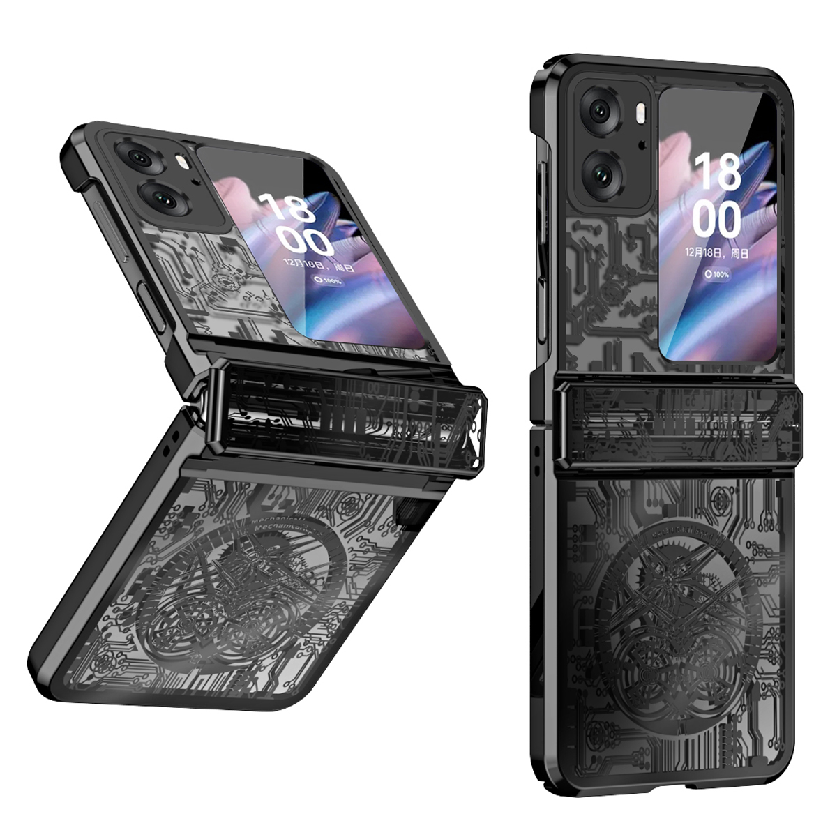

Mechanische Legendserie Für Oppo Finden Sie N2 Flip 5G Hind Stexte Telefonfall Hartes PC -elektroplating -abdeckung - Schwarz, Oppo Find N2 Flip 5G
