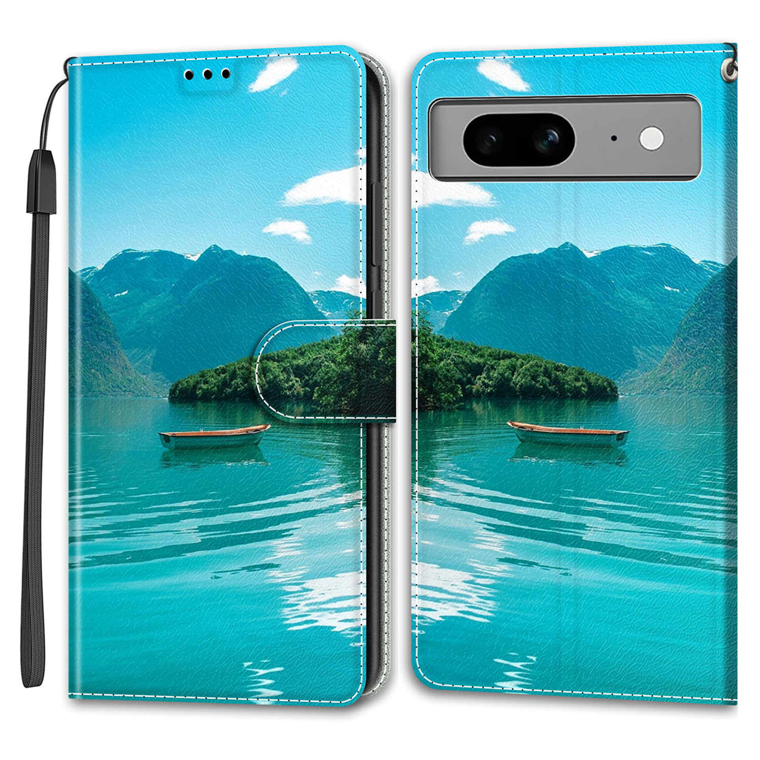 

Kartensteckplätze Stand Hülle Für Google Pixel 8 Muster Bedruckte Leder -telefonabdeckung Mit Riemen - Boot, Google Pixel 8