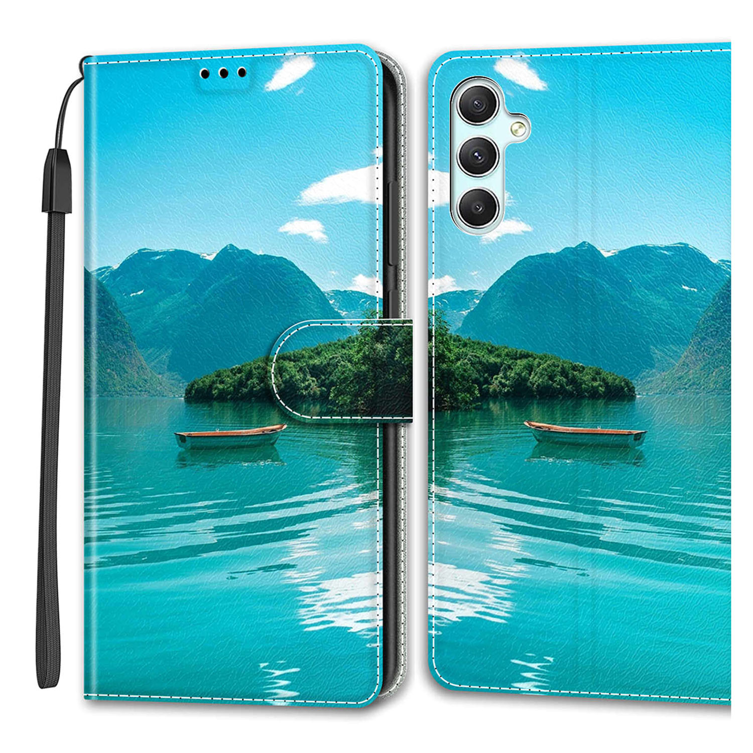 

Stoßdämpfer Hülle Für Samsung Galaxy A34 5G Kartenschlitze Stand Phone Hülle Muster Gedruckt Lederabdeckung - Boot, Galaxy A34 5G