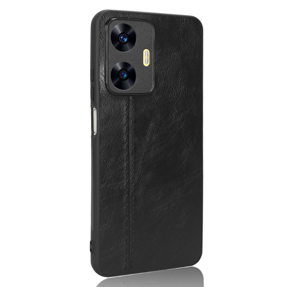 

Cowide Textur Telefonabdeckung Für Realme C55, PU -lederbeschichtete TPU+PC Back Case - Schwarz, Realme C55
