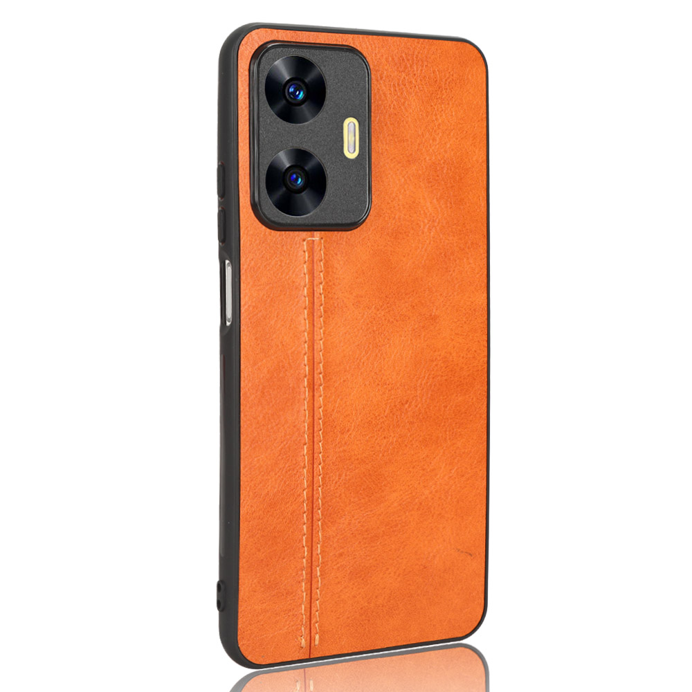 

Cowide Textur Telefonabdeckung Für Realme C55, PU -lederbeschichtete TPU+PC Back Case - Orange, Realme C55