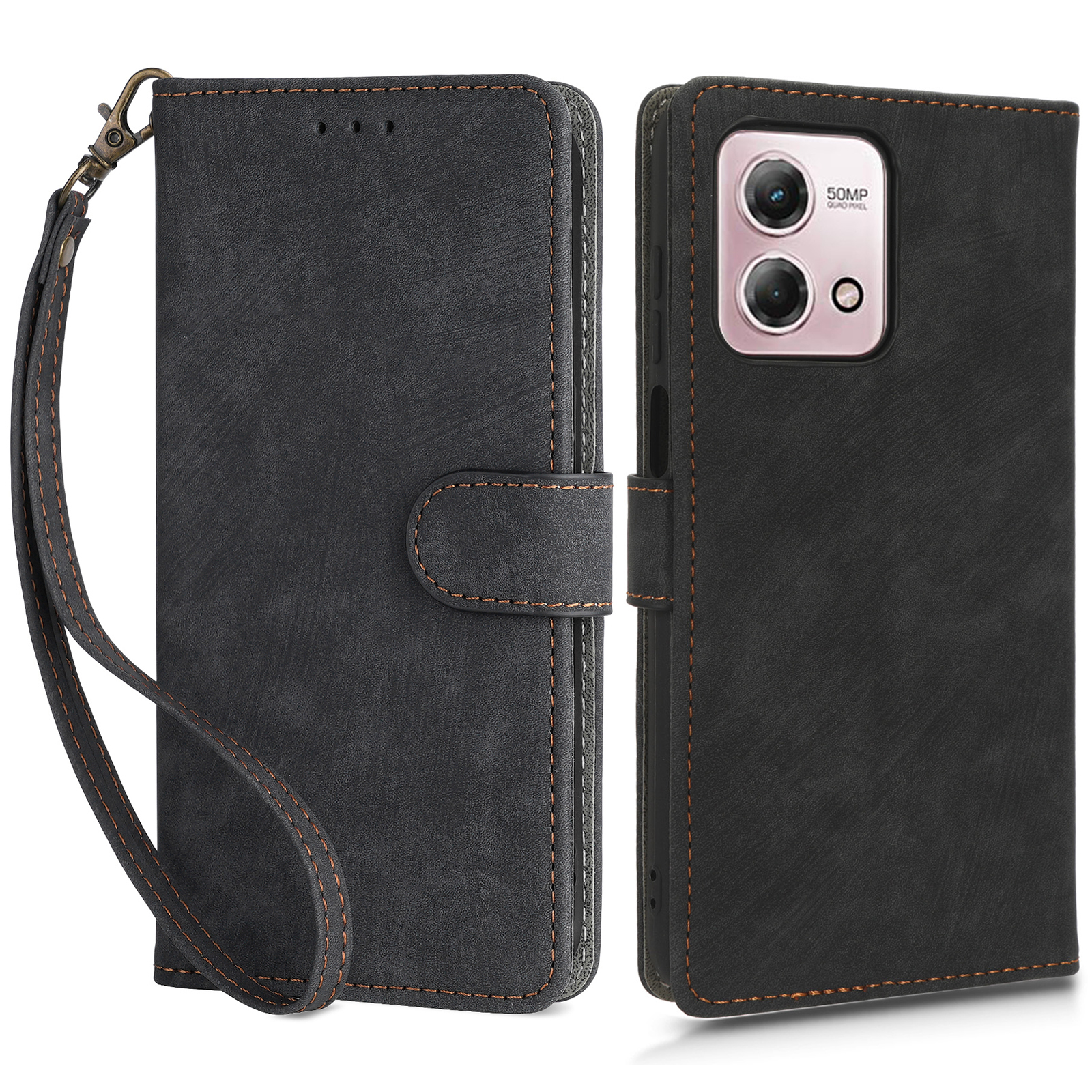 

Für Motorola Moto G Stylus (2023) RFID -blockierung Brieftasche Abdeckung PU Lederständer Telefonhülle Mit Riemen - Schwarz, Motorola Moto G Stylus (2023)