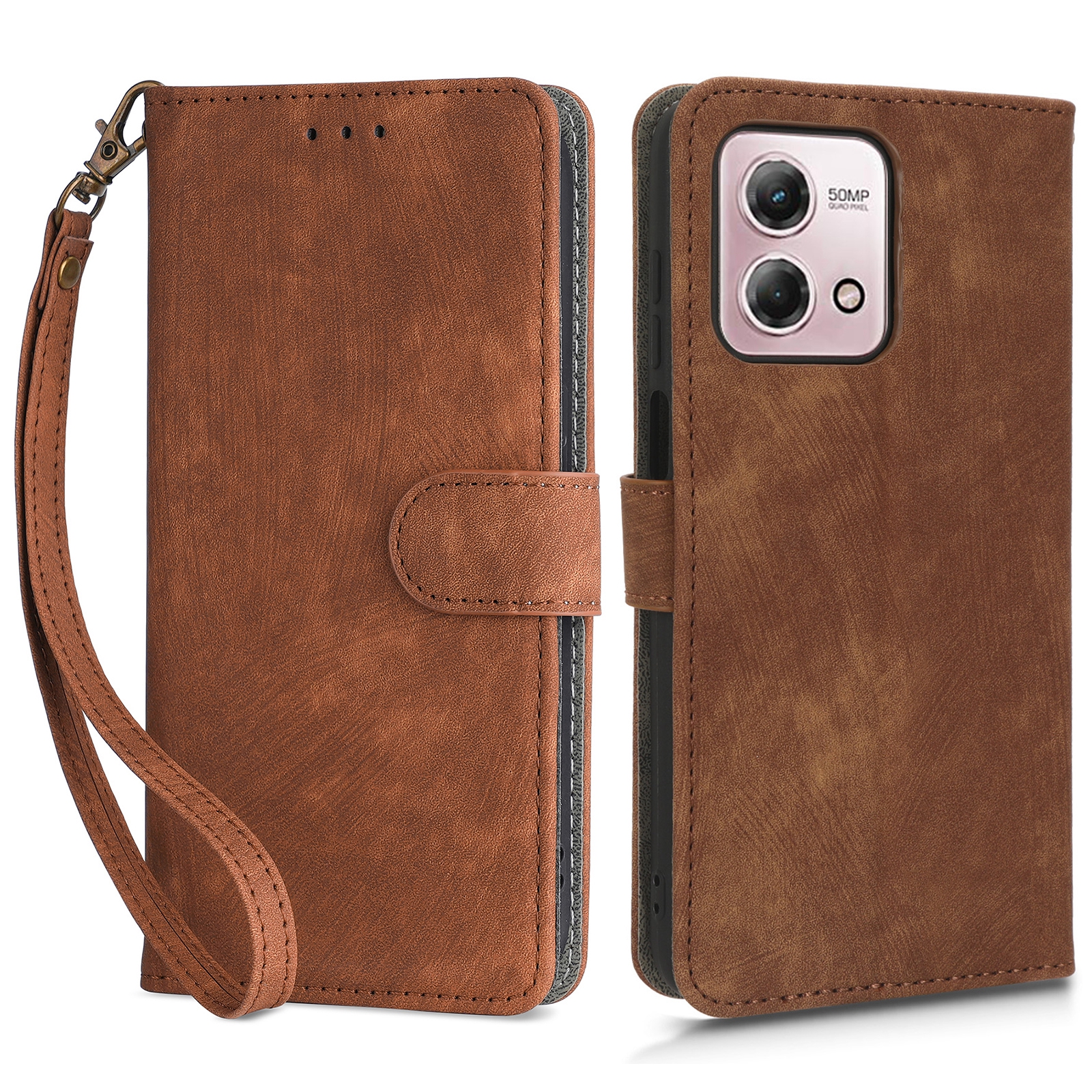 

Für Motorola Moto G Stylus (2023) RFID -blockierung Brieftasche Abdeckung PU Lederständer Telefonhülle Mit Riemen - Braun, Motorola Moto G Stylus (2023)