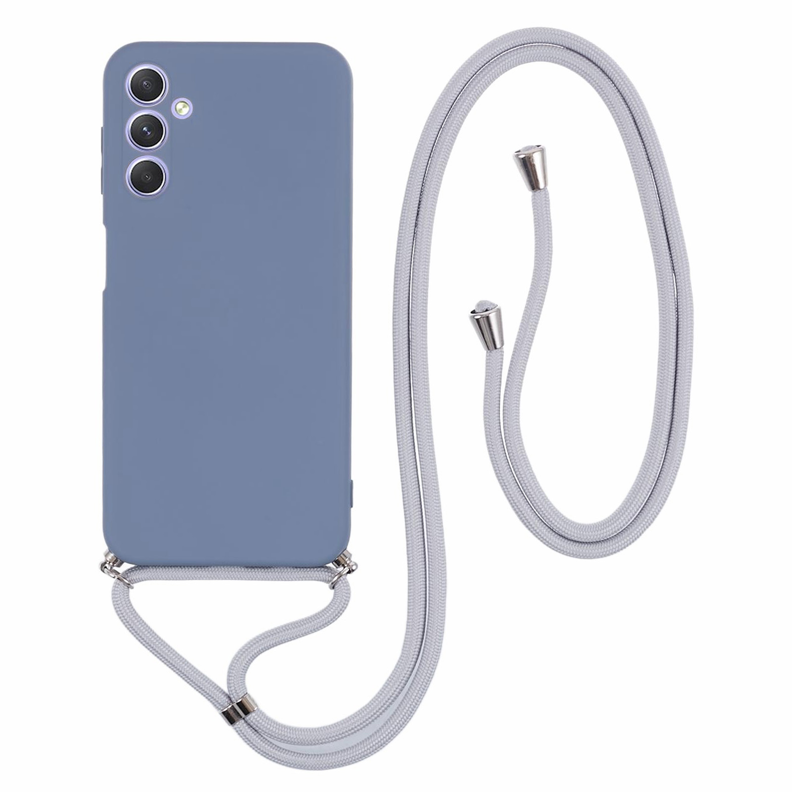 

Für Samsung Galaxy A34 5G Case Faserfasern TPU -telefonabdeckung Mit Langem Lanyard - Lavendelgrau, Galaxy A34 5G
