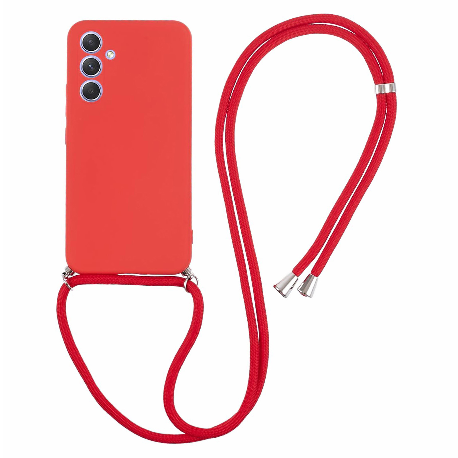 

Für Samsung Galaxy A24 4G Case Gummizierte TPU -telefonabdeckung Mit Langem Lanyard - Rot, Galaxy A24 4G