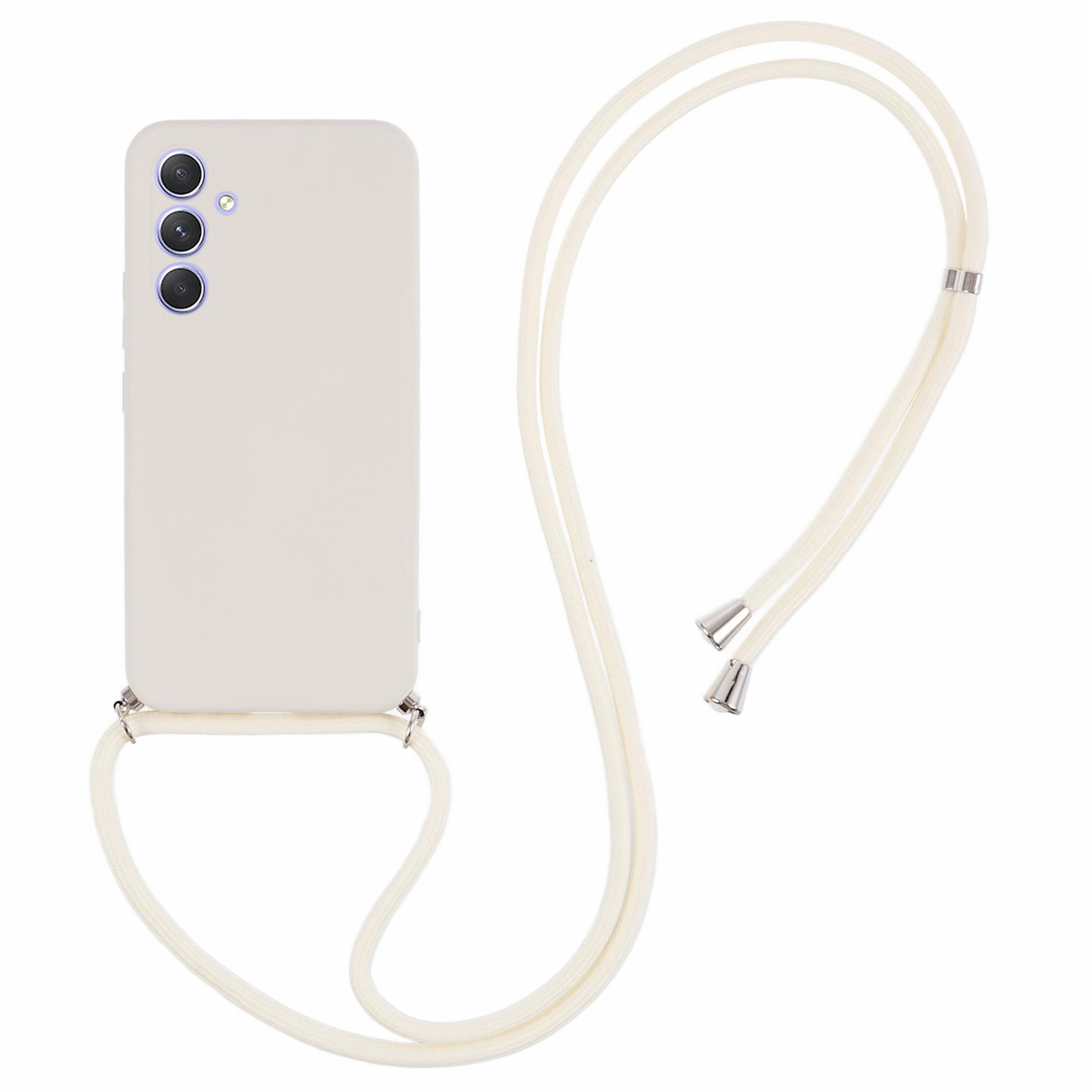 

Für Samsung Galaxy A24 4G Case Gummizierte TPU -telefonabdeckung Mit Langem Lanyard - Weiß, Galaxy A24 4G
