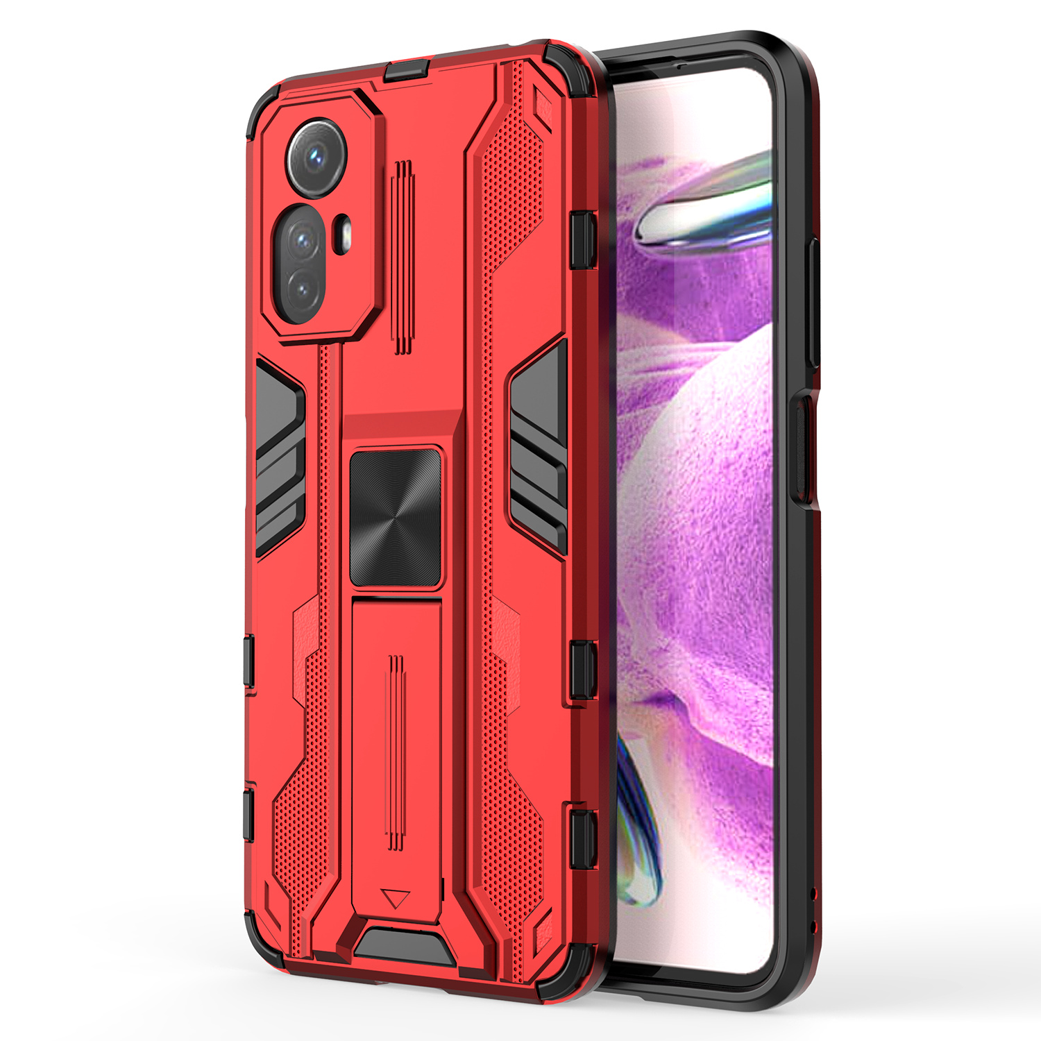 

Für Xiaomi Redmi Note 12s 4G Telefonhülle Anti-drop-schutzschutzkickständer Hartpc + Soft Tpu-telefonhülle - Rot, Xiaomi Redmi Note 12S 4G