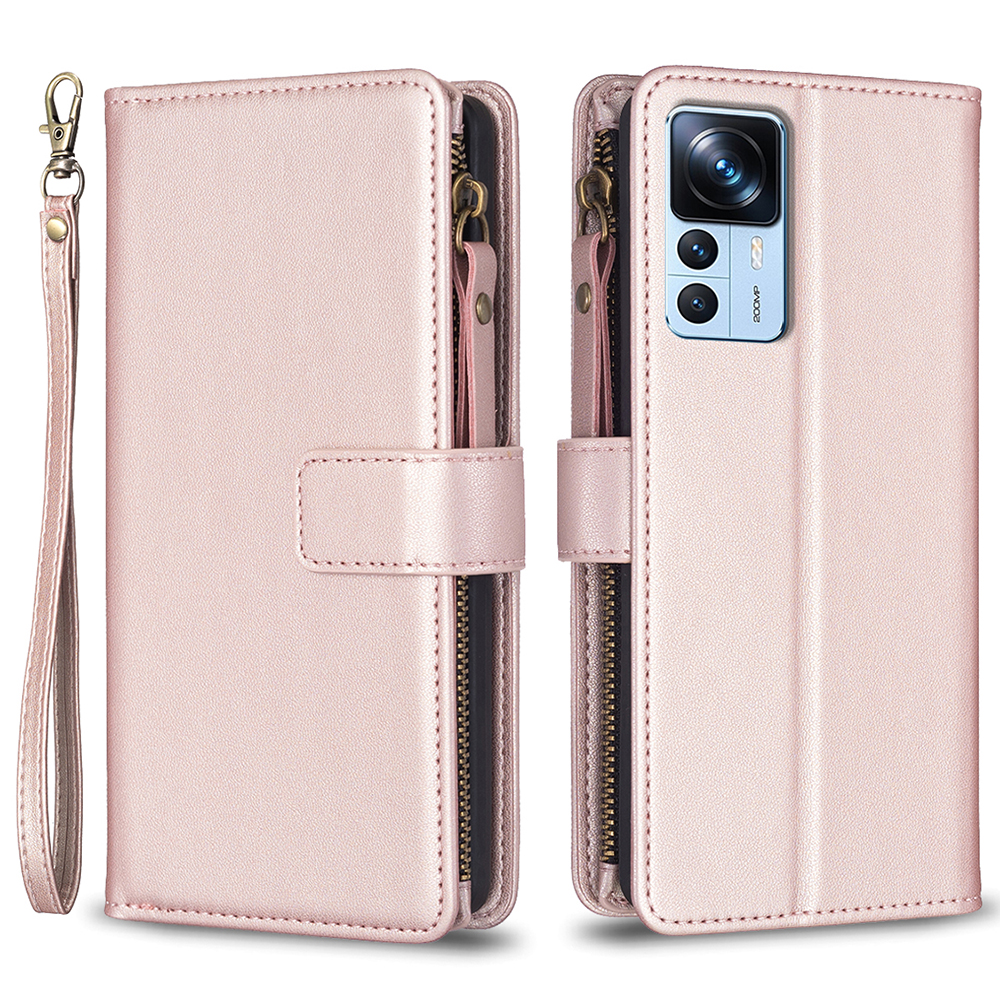 

BF Style-19 Für Xiaomi 12t 5G / 12t Pro 5g / Redmi K50 Ultra Reißverschlusspocket PU Leder Brieftaschenhülle Telefonständer Abdeckung - Roségold, Xiaomi 12T 5G