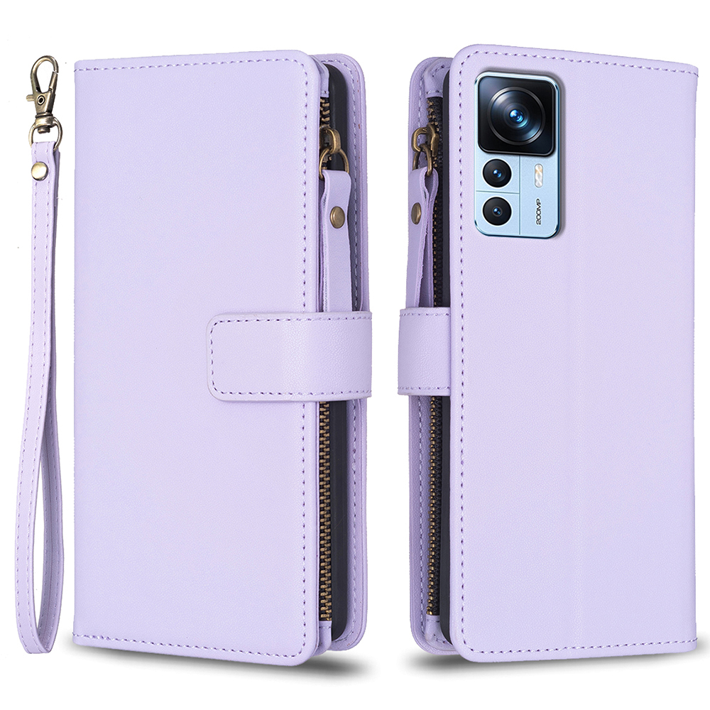 

BF Style-19 Für Xiaomi 12t 5G / 12t Pro 5g / Redmi K50 Ultra Reißverschlusspocket PU Leder Brieftaschenhülle Telefonständer Abdeckung - Lila, Xiaomi 12T 5G