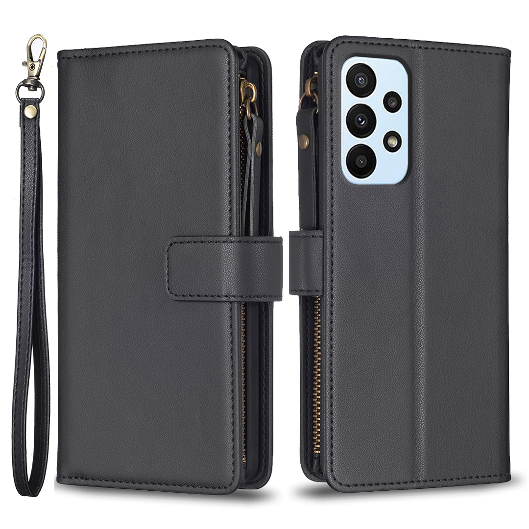 

BF Style-19 Für Samsung Galaxy A53 5G Ständer Brieftasche Telefonhülle PU Lederabdeckung Mit Reißverschluss Intasche - Schwarz, Samsung Galaxy A53 5G