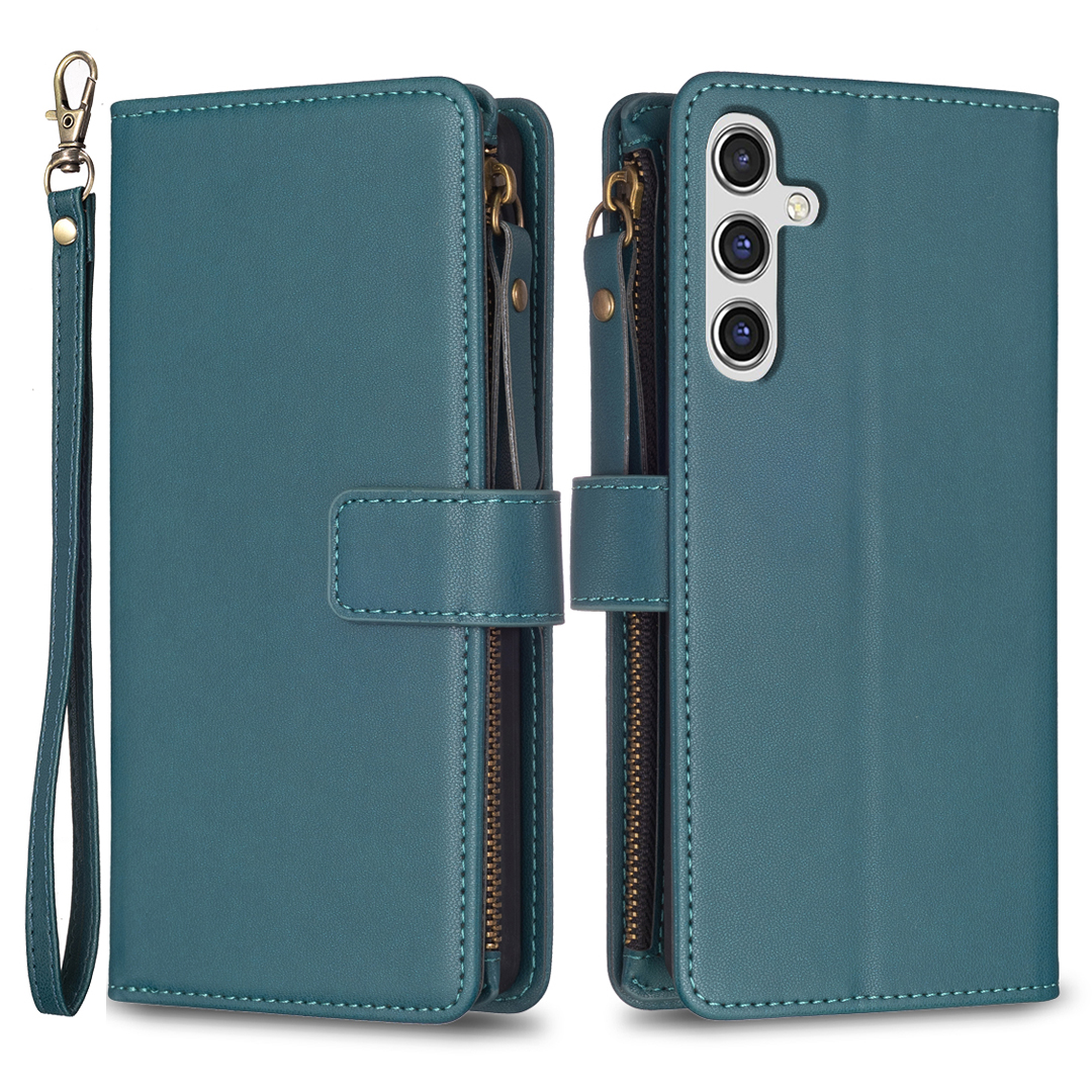 

BF Style-19 Für Samsung Galaxy A14 4G Reißverschluss Pocket Phone Ständer Hülle PU Leder Anti-drop-brieftaschenabdeckung - Grün, Galaxy A14 4G