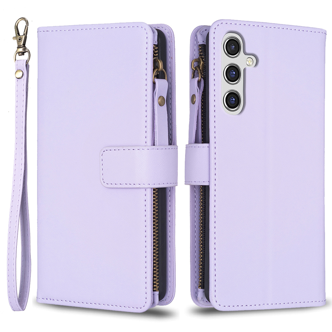

BF Style-19 Für Samsung Galaxy A14 4G Reißverschluss Pocket Phone Ständer Hülle PU Leder Anti-drop-brieftaschenabdeckung - Lila, Galaxy A14 4G