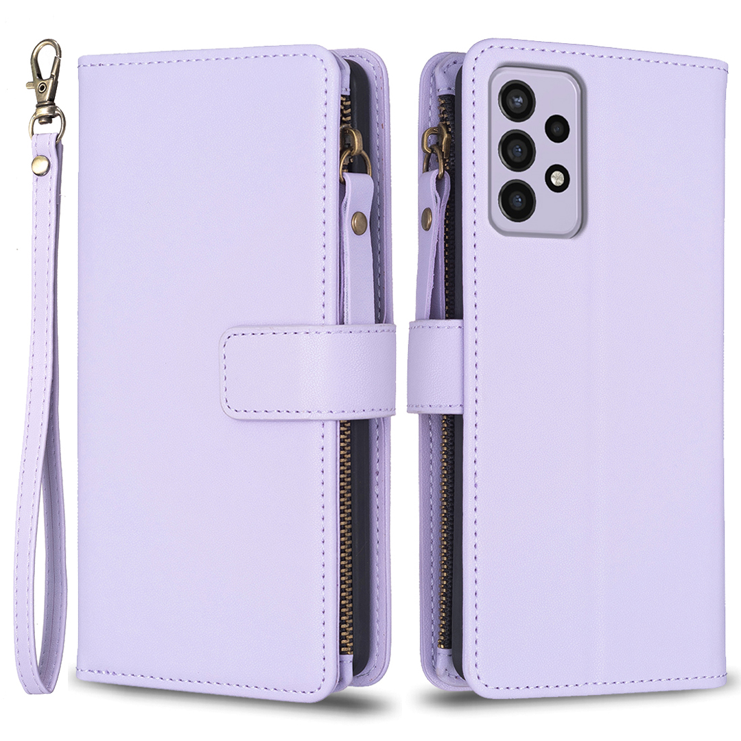 

BF Style-19 Für Samsung Galaxy A33 5G Telefon Lederhülle Reißverschluss Pocket Telefonabdeckung Mit Stand Wallet - Lila, Samsung Galaxy A33 5G