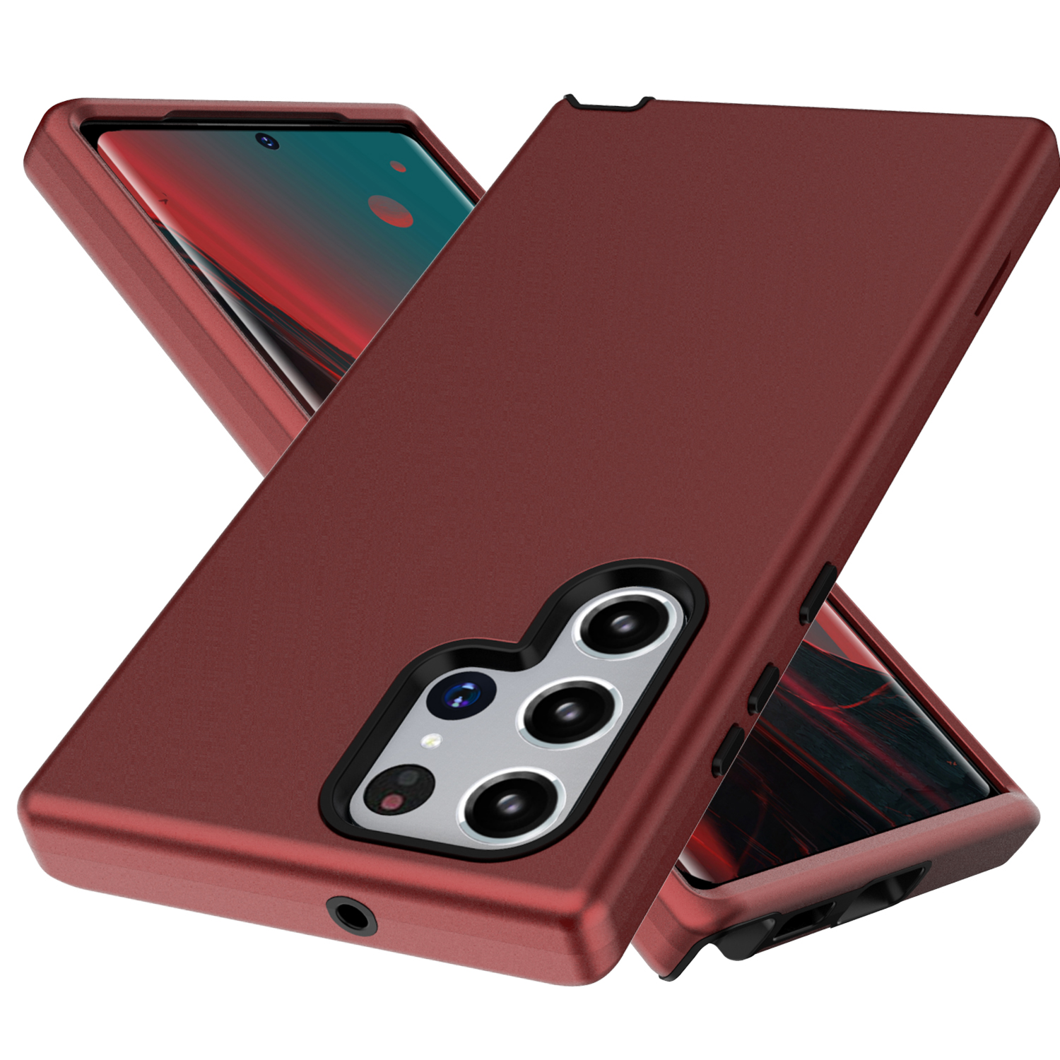 

GW03 Für Samsung Galaxy S22 Ultra 5G Anti-drop-telefonhülle Dicker TPU + PC Gummierte Rückseite - Rot, Galaxy S22 Ultra 5G