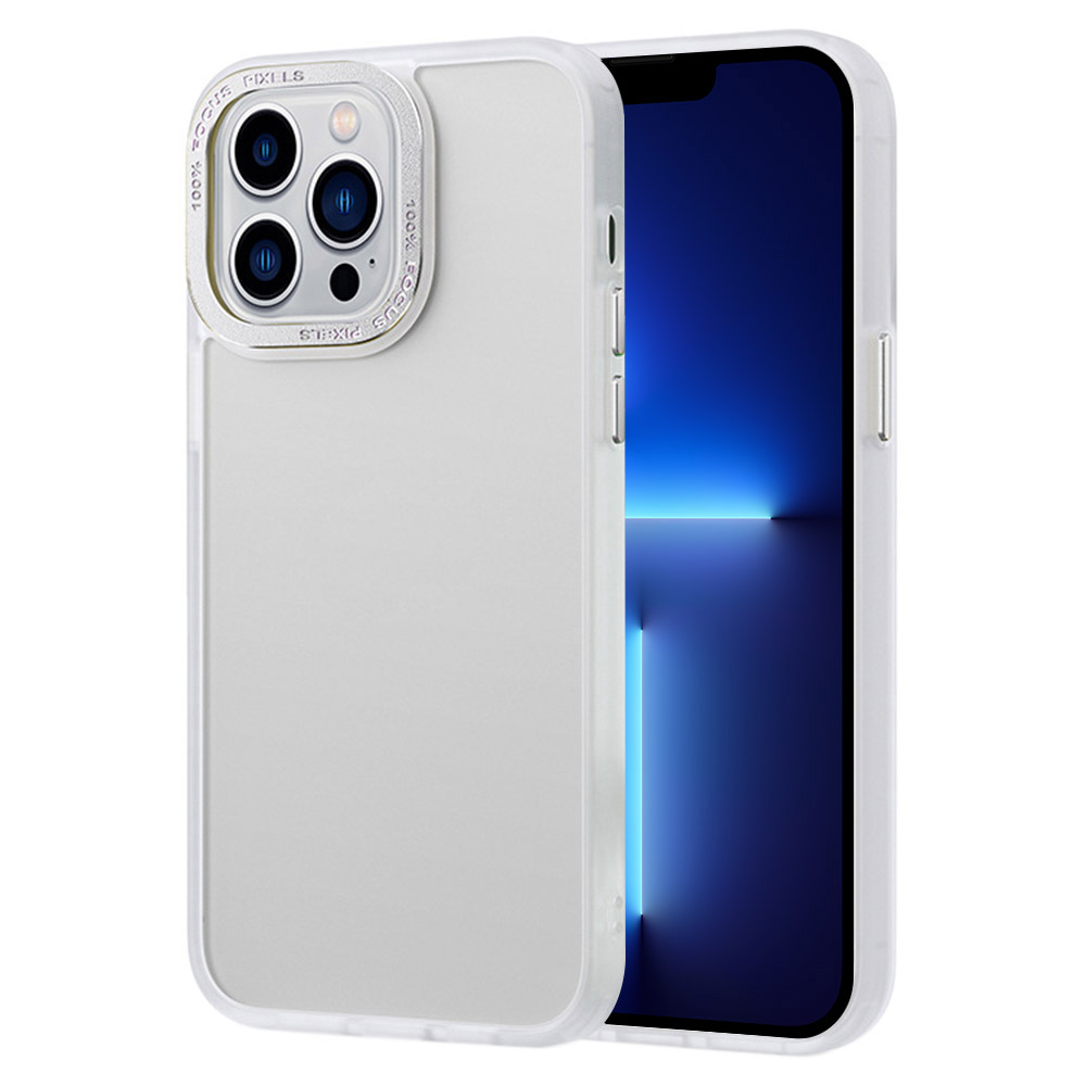 

Für Das Iphone 13 Pro Max Anti-scratch Metal Camera Frame Transucent Matte Pc+tpu-hülle Skin-touch-telefonabdeckung - Weiss, iPhone 13 Pro Max