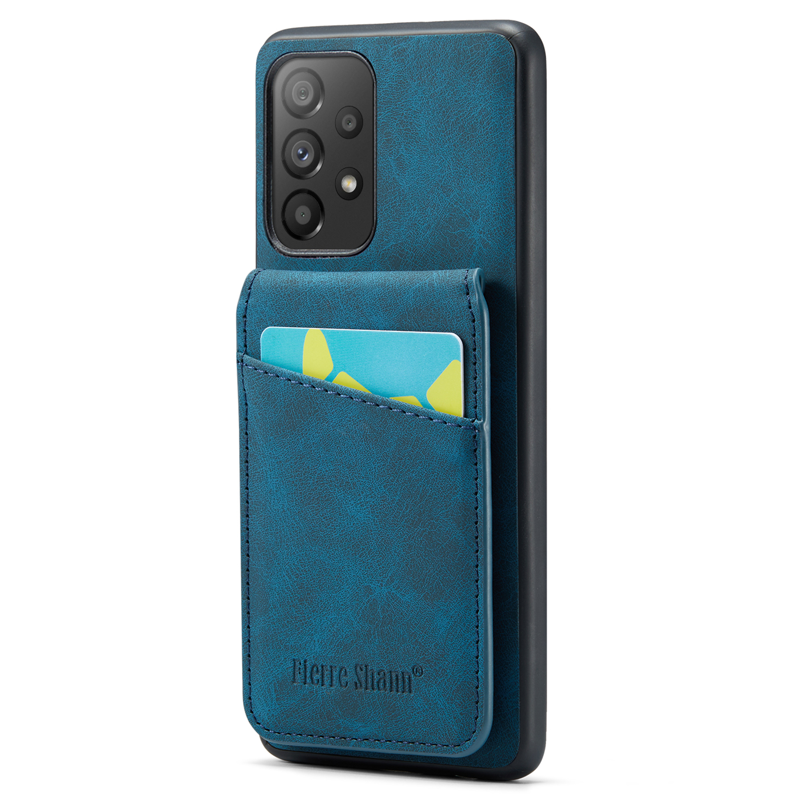 

Fierre Shann Back Hülle Für Samsung Galaxy A73 5G PU Leder+tpu -telefon -kickstandschale Mit Kartensteckplätzen - Blau, Samsung Galaxy A73 5G