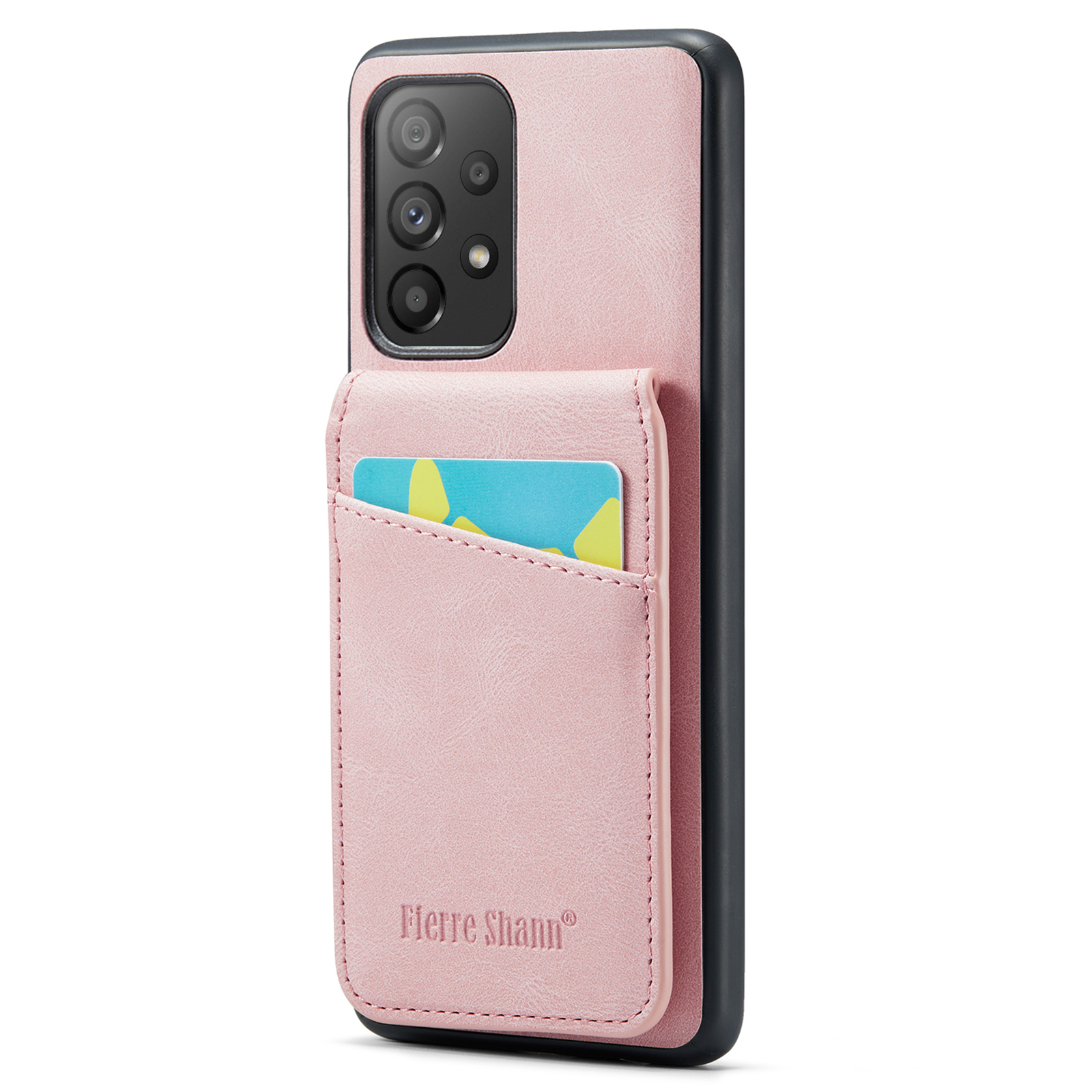 

Fierre Shann Back Hülle Für Samsung Galaxy A73 5G PU Leder+tpu -telefon -kickstandschale Mit Kartensteckplätzen - Rosa, Samsung Galaxy A73 5G