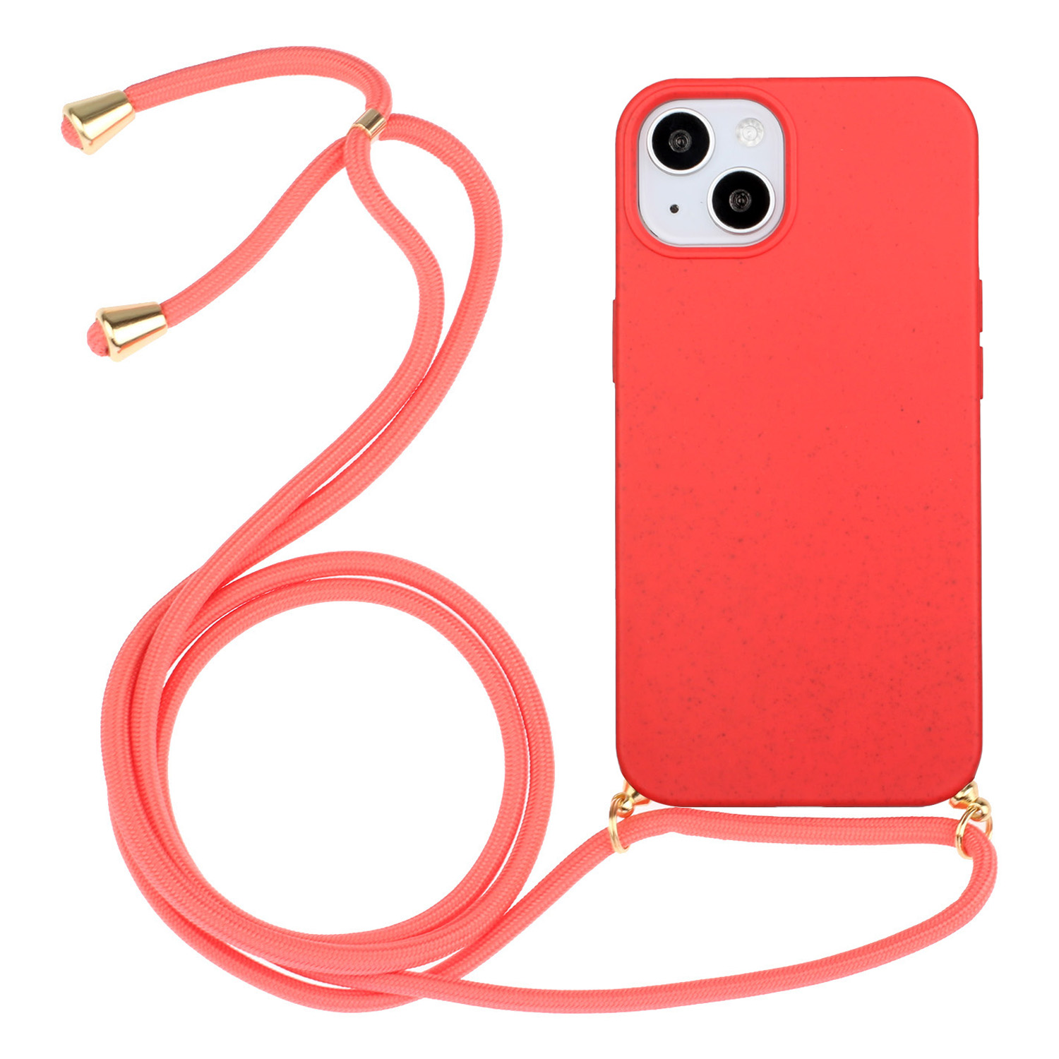 

Für Iphone 15 Umweltfreundliche Telefonhülle Kompostierbarer Weizenstroh+tpu -stoßdämpferabdeckung Mit Lanyard - Rot, iPhone 15