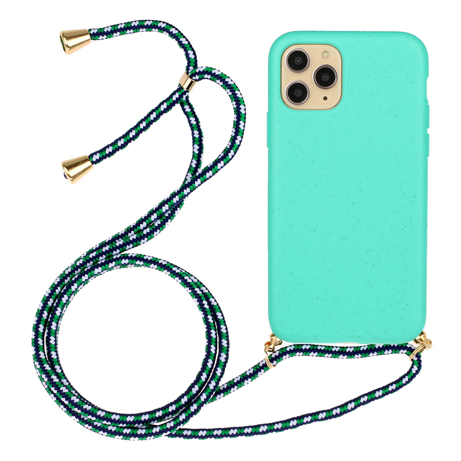 

Für Das Iphone 15 Pro Wheat Stroh+tpu Phone Case Umweltfreundliche Biologisch Abbaubare Abdeckung Mit Lanyard - Himmelblau, iPhone 15 Pro