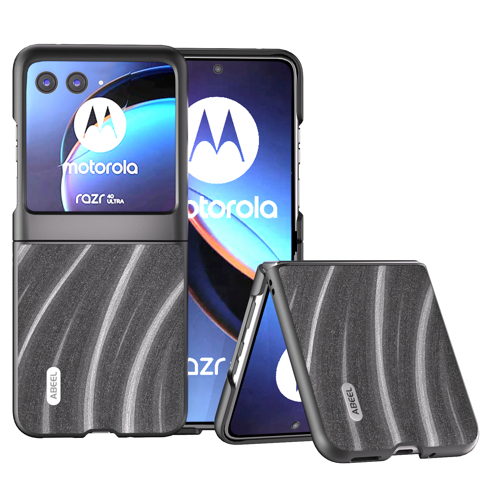 

ABEEL Für Motorola Razr 40 Ultra 5G PU -leder -pc -telefonhülle Slim Telefonabdeckung - Grau, Motorola Razr 40 Ultra 5G