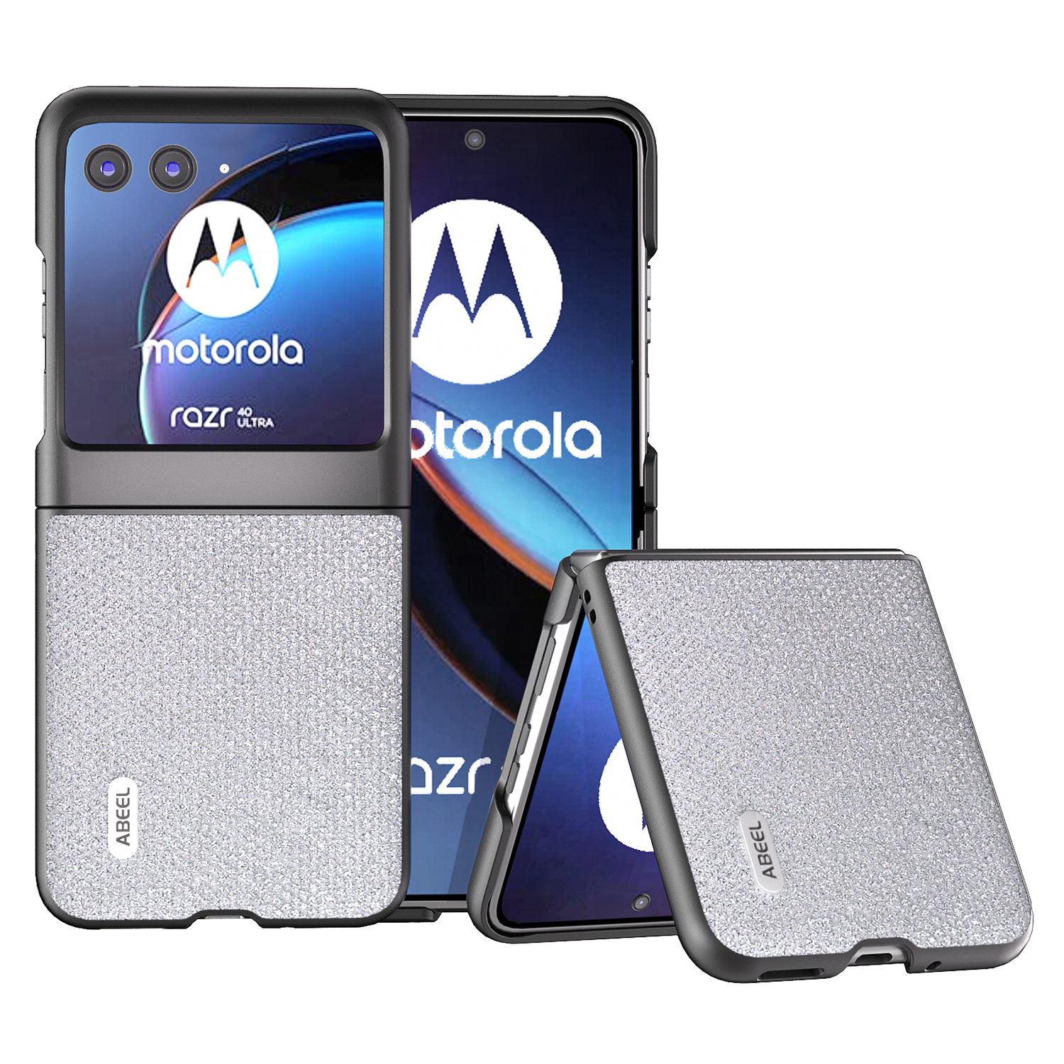 

Abeel Für Motorola Razr 40 Ultra 5G Strass Texture Phone Hülle PU Leder + PC Anti-scratch-telefonabdeckung - Silber, Motorola Razr 40 Ultra 5G