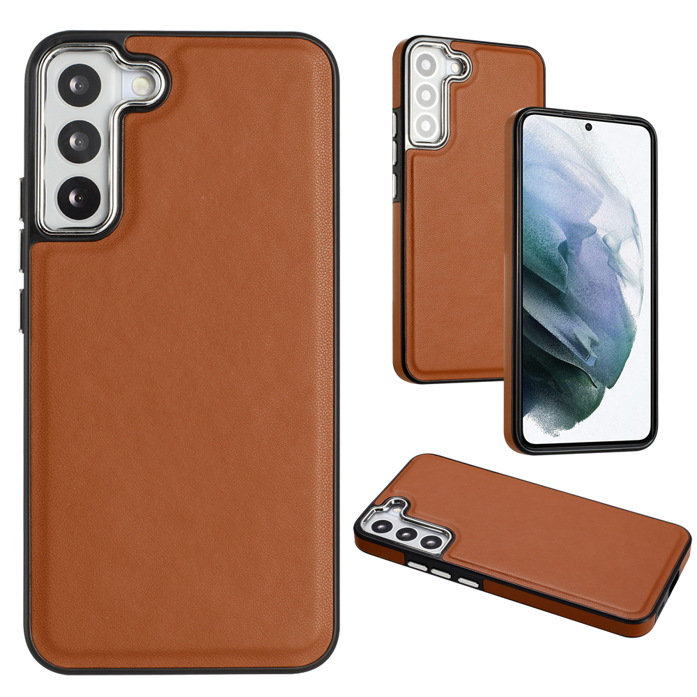 

YB Lederbeschichtungsreihe-6 Für Samsung Galaxy S21 fe 5G PU Leder+tpu Phone Hülle Schockdcover - Braun, Galaxy S21 FE 5G
