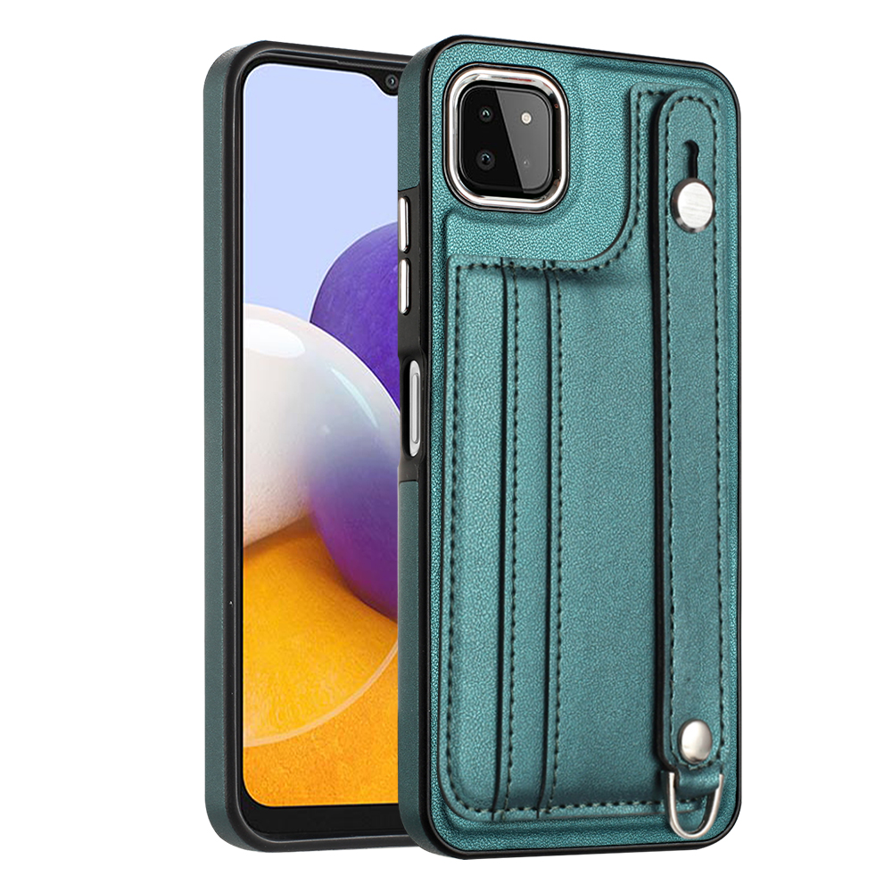 

Für Samsung Galaxy A22 5G (eu-version) Kickstand-hülle YB Lederbeschichtung Series-5-kartenhalter Tpu-telefonabdeckung - Grün, Galaxy A22 5G (EU Version)
