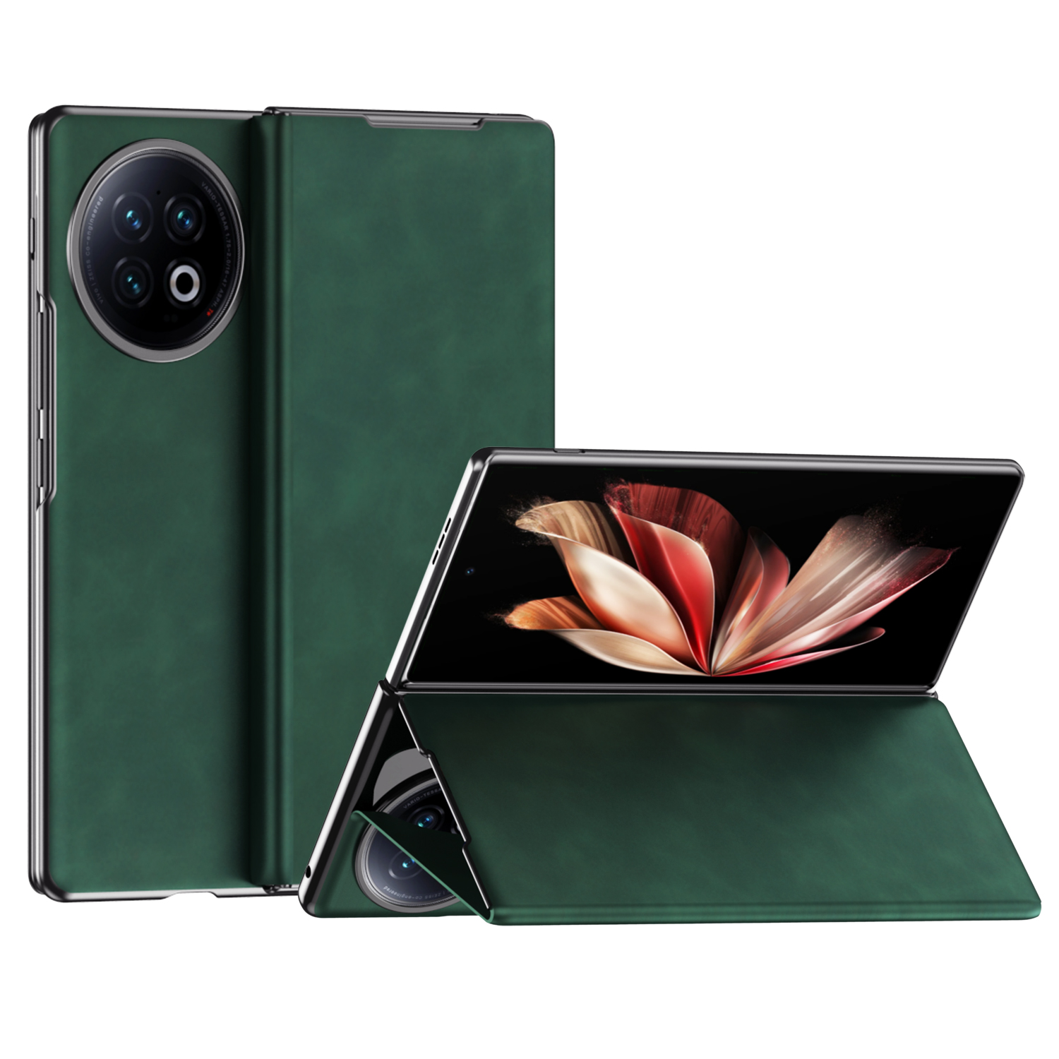 

Für Vivo X Fold2 Nappa Texture Telefon Hülle PU Leder + PC Kickstand Magnetabdeckung - Grün, vivo X Fold2