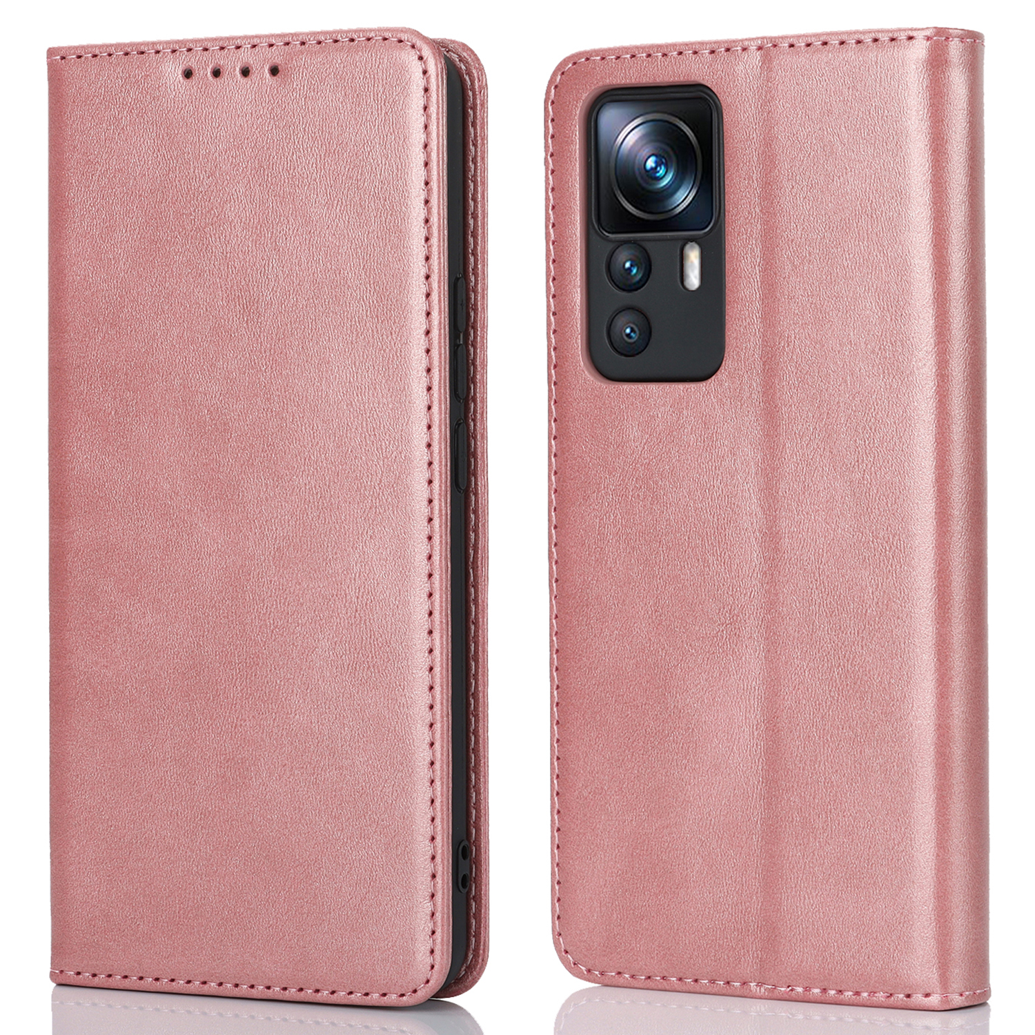 

PU Lederhülle Für Xiaomi 12T 5G / 12t Pro 5g / Redmi K50 Ultra -kalb -texturständer Brieftasche Telefonabdeckung - Roségold, Xiaomi 12T 5G