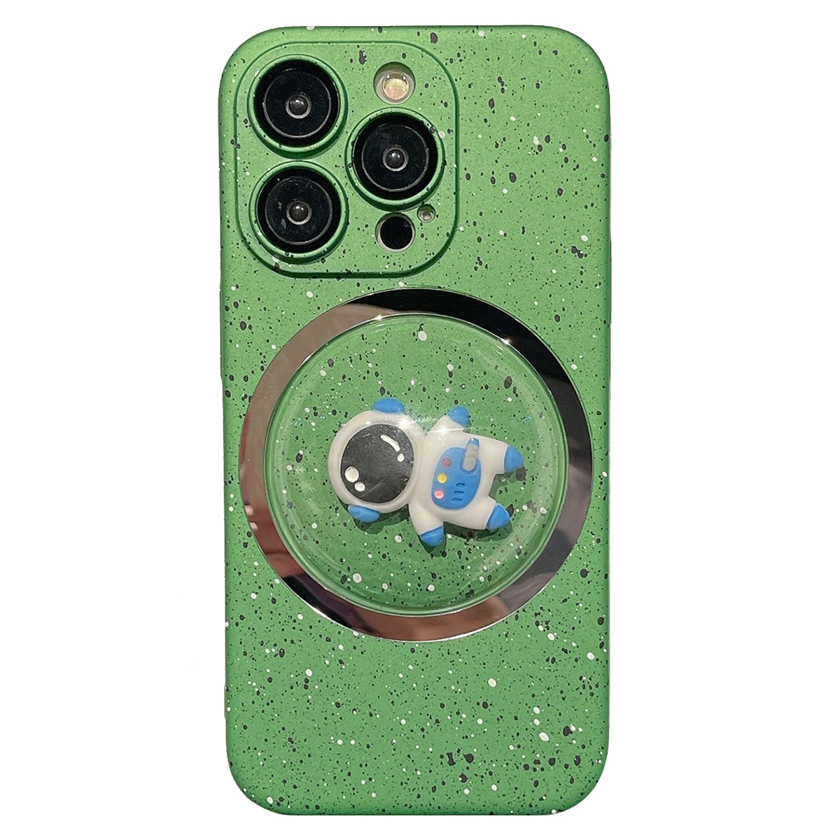

Für Das Iphone 14 Pro Max Hard PC Cover 3D Rotierender Astronaut Konvexe Objektivphone Mit Linsenfilm - Grün, iPhone 14 Pro Max