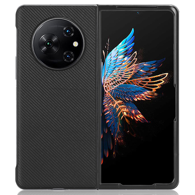 

Für Tecno Phantom V Fold Carbon Faser Textur Hülle PU -leder -pc Schockdes Telefonabdeckung - Schwarz, Tecno Phantom V Fold