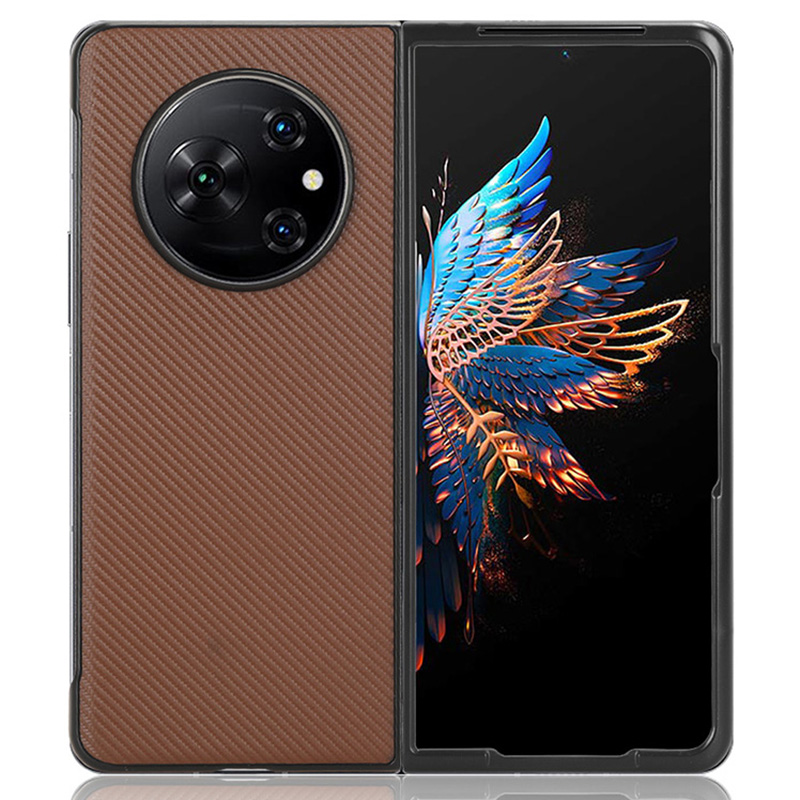 

Für Tecno Phantom V Fold Carbon Faser Textur Hülle PU -leder -pc Schockdes Telefonabdeckung - Braun, Tecno Phantom V Fold