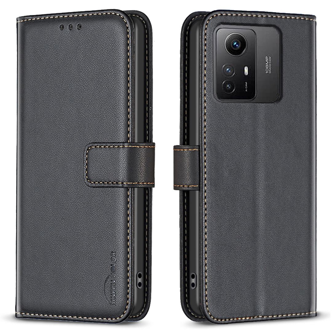 

Binfen Farbe BF17 Für Xiaomi Redmi Note 12s 4G Mobiltelefon Ständer Hülle PU Lederabdeckung Brieftasche Shell - Schwarz, Xiaomi Redmi Note 12S 4G