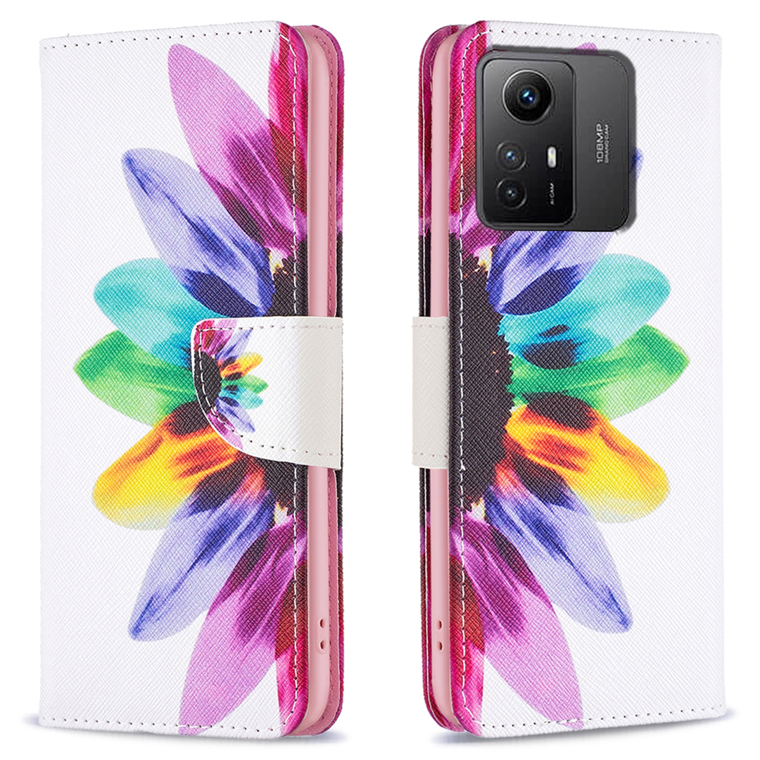 

Für Xiaomi Redmi Note 12s 4G PU Leder Flip Cover Wallet Ständer Muster Druck Telefonhülle - Sonnenblume, Xiaomi Redmi Note 12S 4G