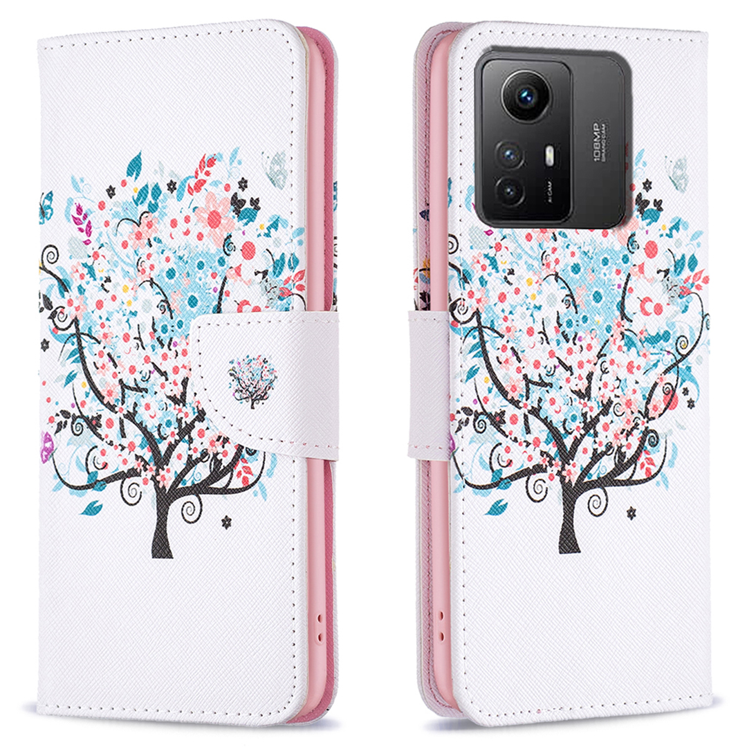

Für Xiaomi Redmi Note 12s 4G PU Leder Flip Cover Wallet Ständer Muster Druck Telefonhülle - Blumenbaum, Xiaomi Redmi Note 12S 4G