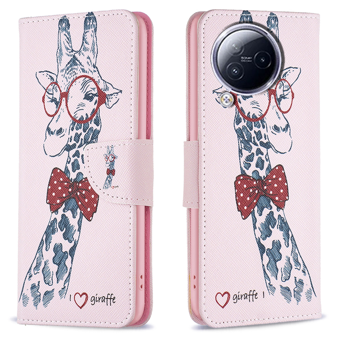 

Für Xiaomi Civi 3 5G Muster Bedruckte Telefonhülle PU Leder Brieftasche Schutzschutzabdeckung - Giraffe, Xiaomi Civi 3 5G