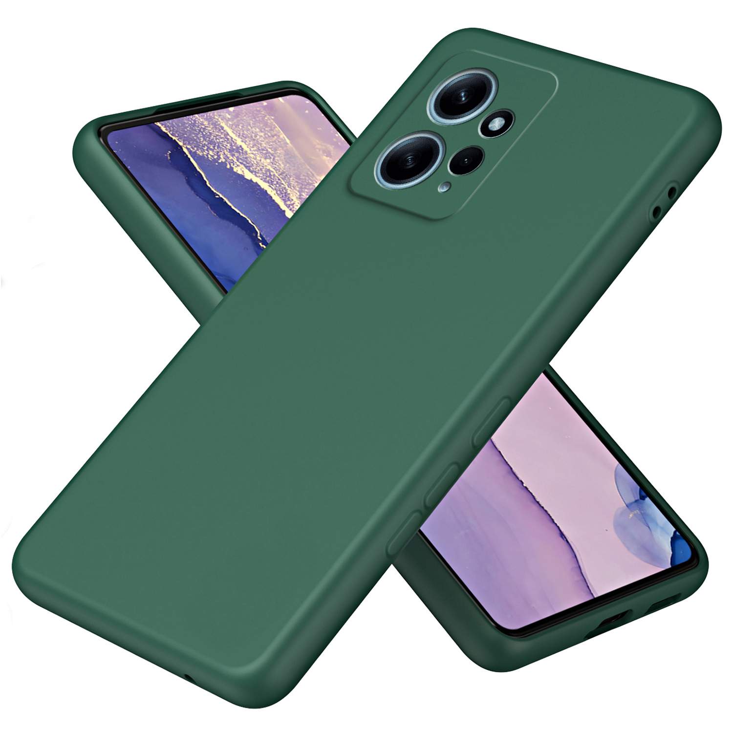 

Für Xiaomi Redmi Note 12 4G Anti-scratch-telefon Tpu-hülle Faserfaser Rückseite 2,2-mm-telefonabdeckung - Grün, Xiaomi Redmi Note 12 4G