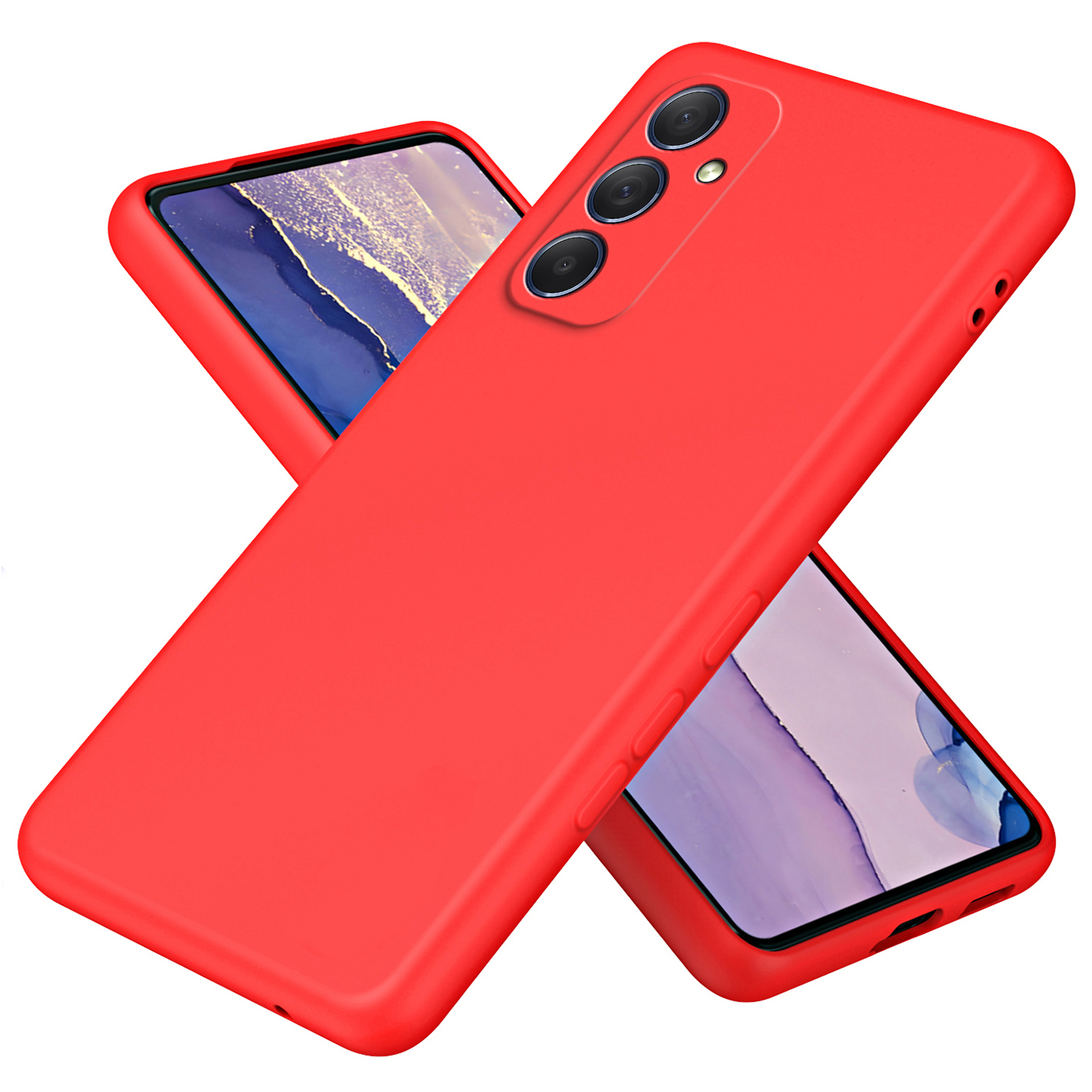 

Für Samsung Galaxy M54 5G 2,2 mm Gummiiertes Telefongehäuse Faserfasern Schutz TPU -telefonabdeckung - Rot, Galaxy M54 5G